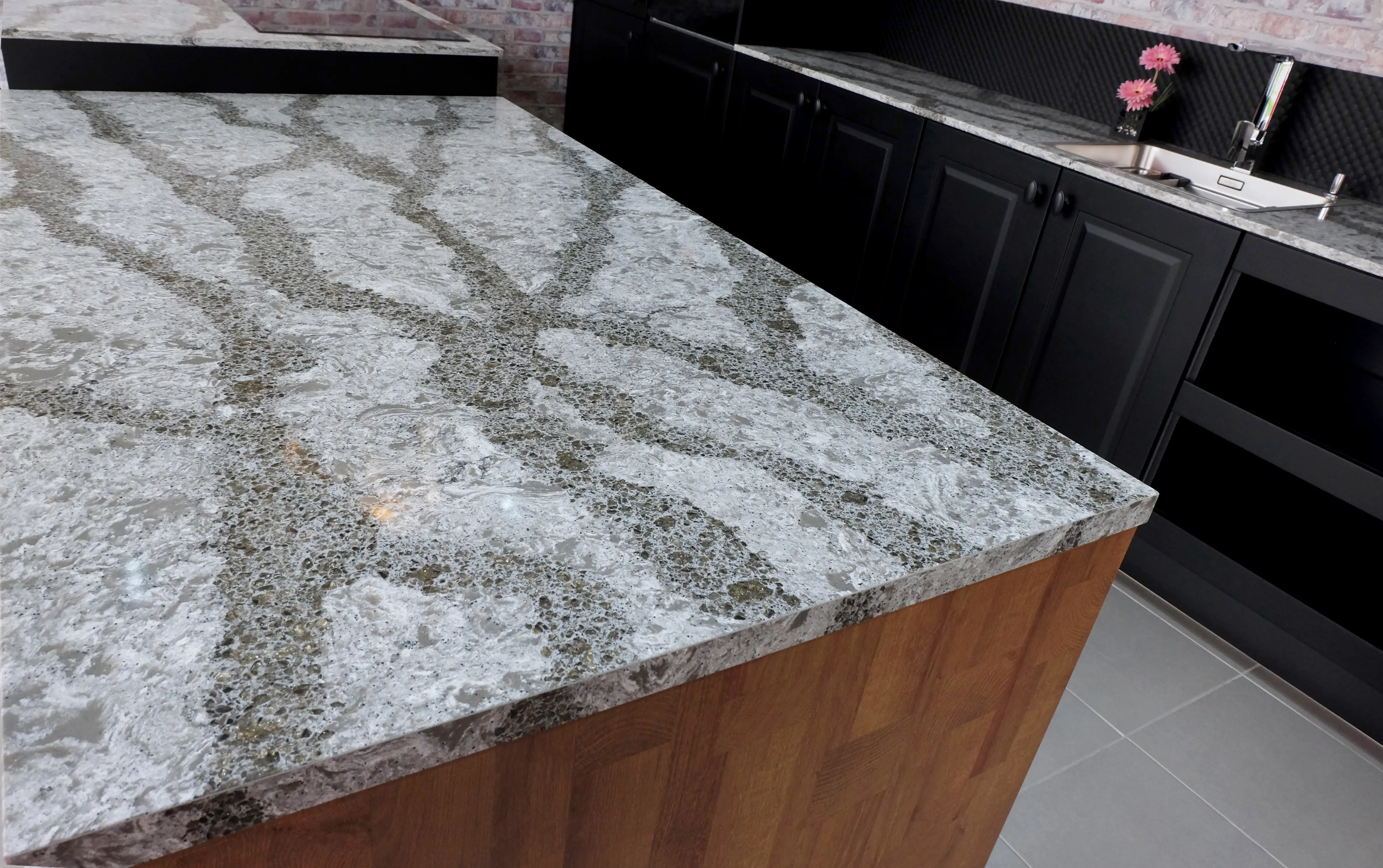 Gray quartz countertop