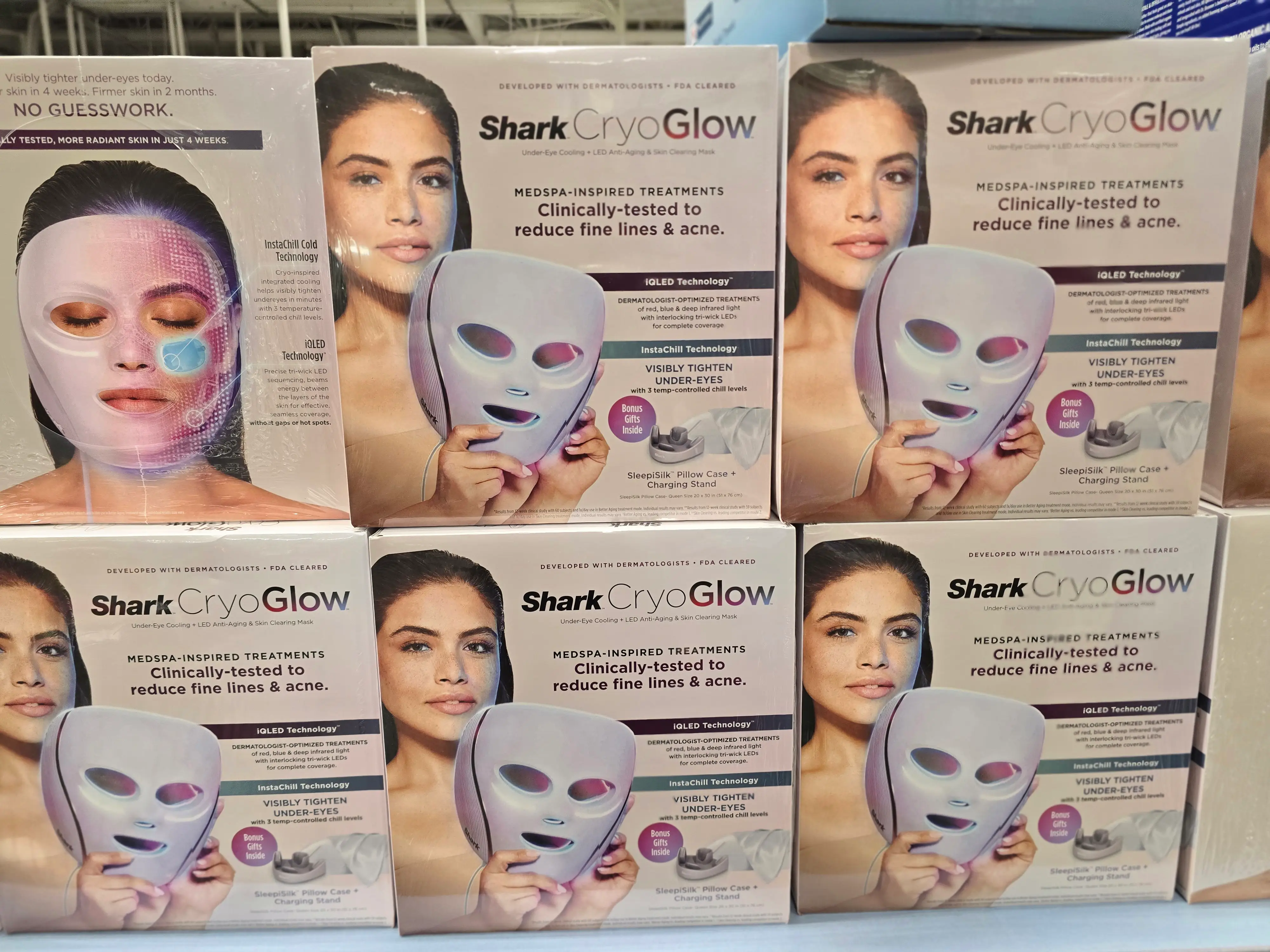 A Shark Cryo Glow LED mask in a box.