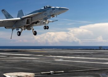 With a boom and sparks, this $60 million Navy jet’s carrier landing unraveled in seconds