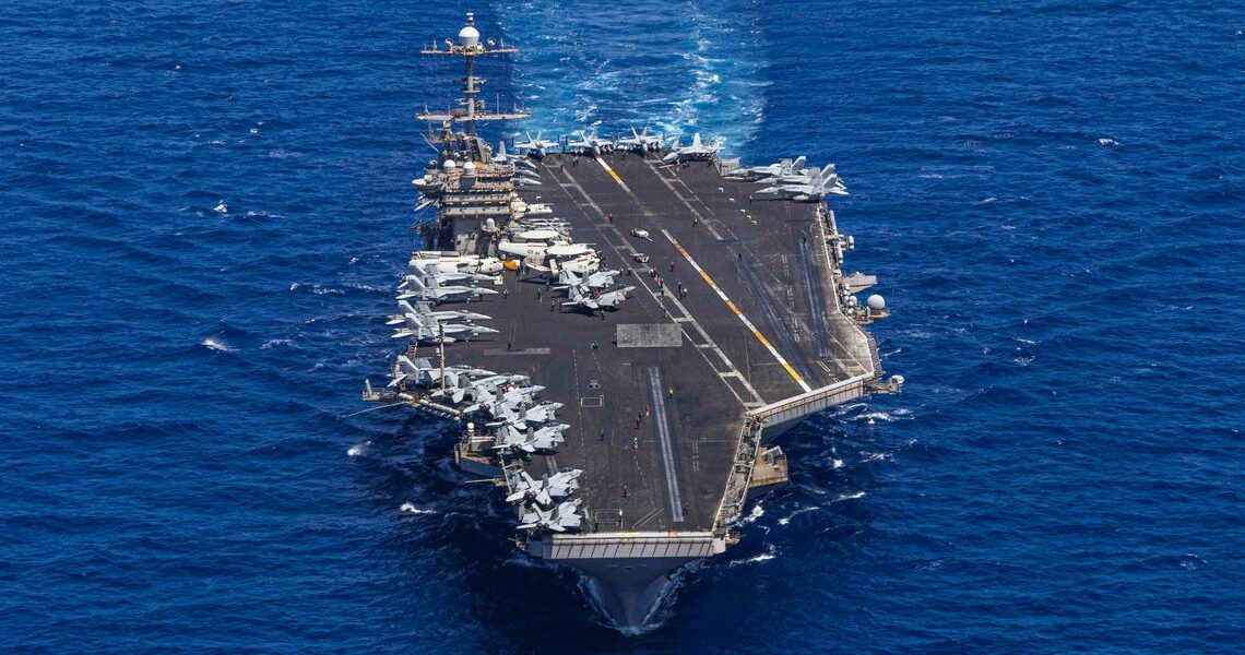 A US aircraft carrier’s hard turn to avoid enemy fire surprised sailors and sent a jet with bad brakes into the sea