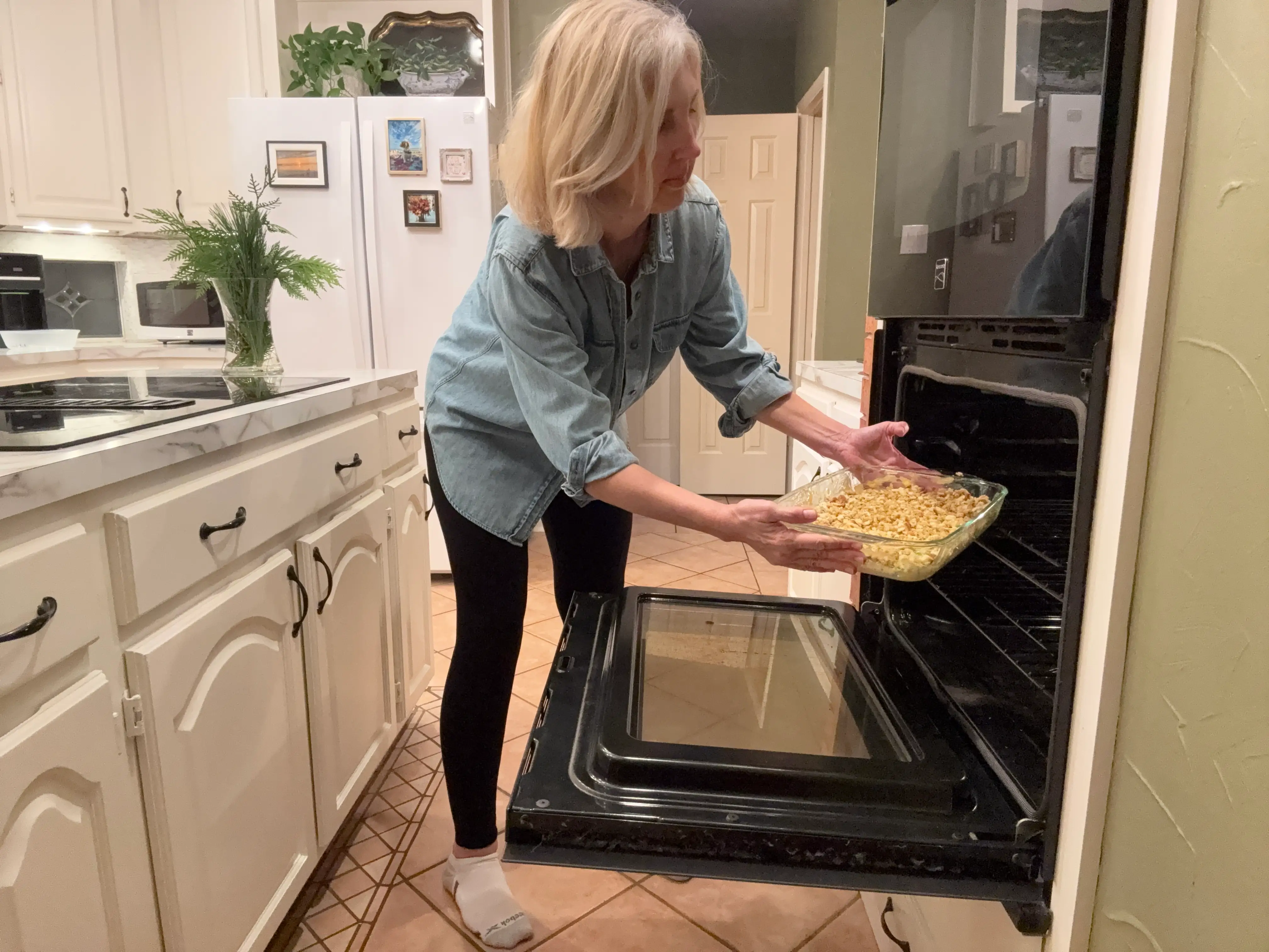 Woman making casserole