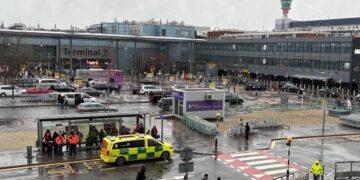 A pepper spray attack injured 21 people at London’s busiest airport