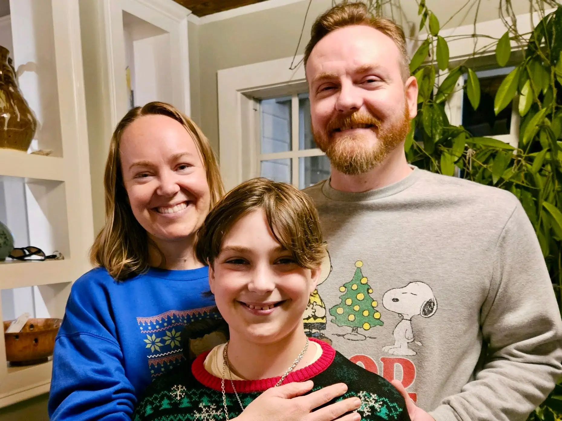 The author with her son and husband.