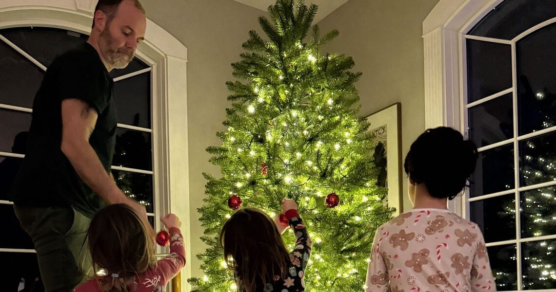 My husband handles 100% of the holiday magic, and I buy the gifts. He has the much harder job.