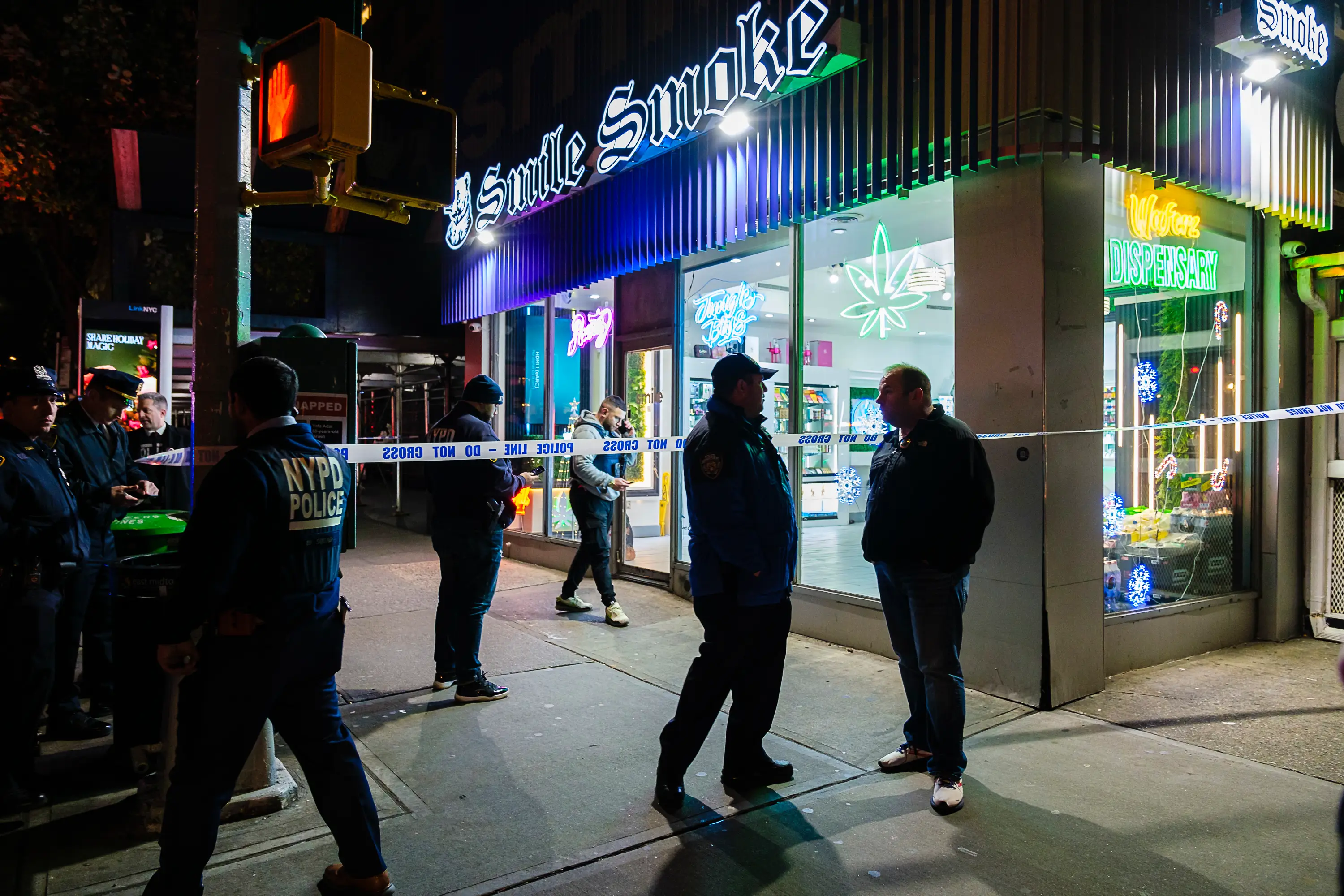 NYPD out front of an NYC smoke shop being raided