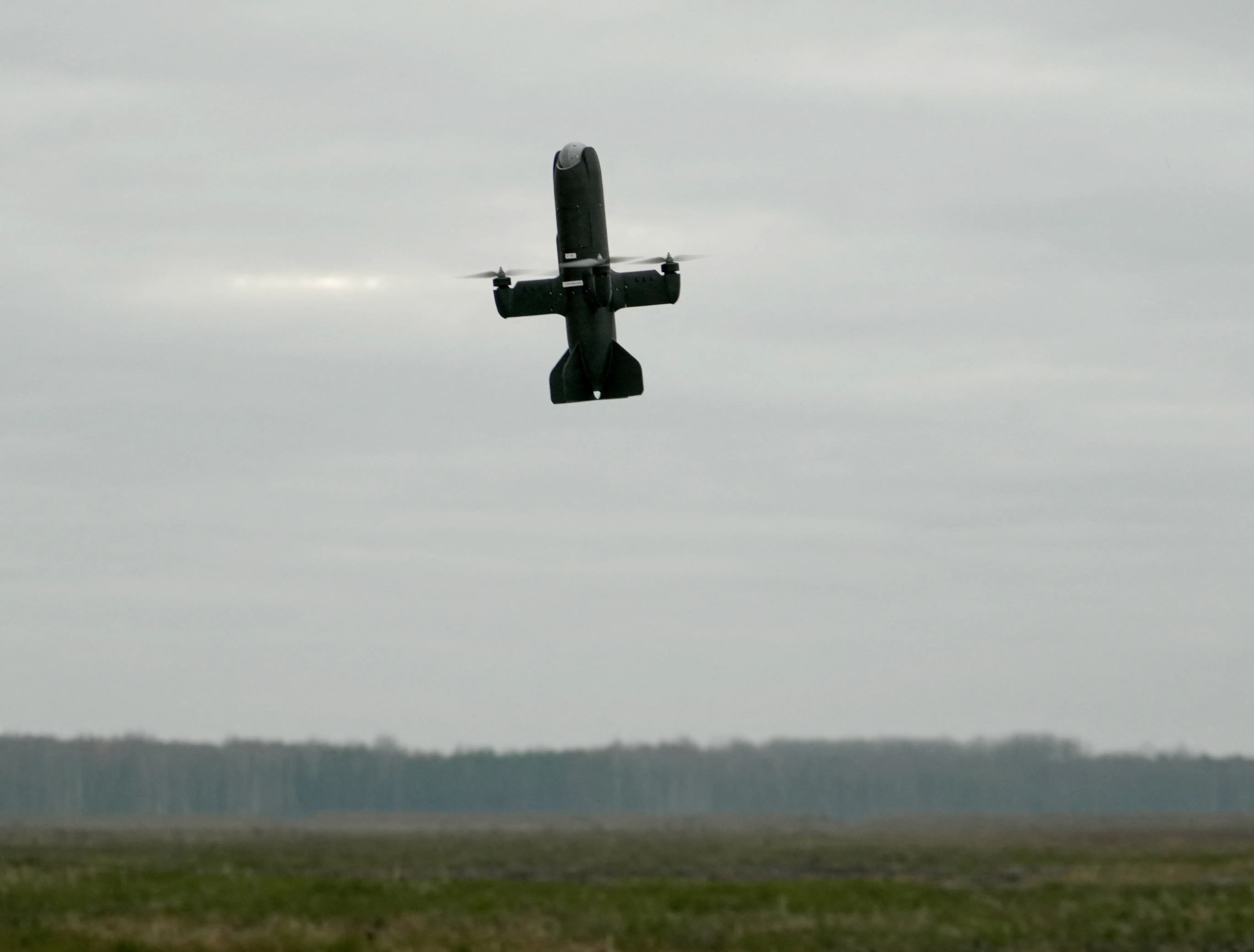 Autonomous drone interceptor Blaze by Latvian drone producer Origin Robotics during flight in Selonia military training area, Latvia, November 5, 2025.