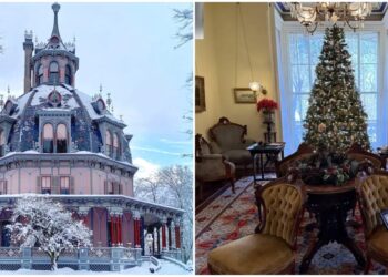 Look inside the Armour-Stiner Octagon House, an ornate 19th-century mansion in New York, decorated for the holidays