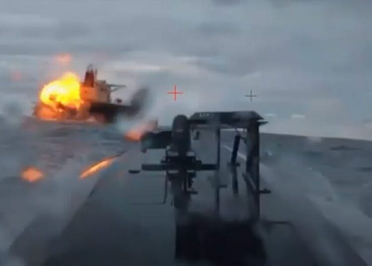 Ukraine’s naval drones are gunning for Russia’s ‘shadow fleet.’ A security source says a tanker just suffered a critical hit.