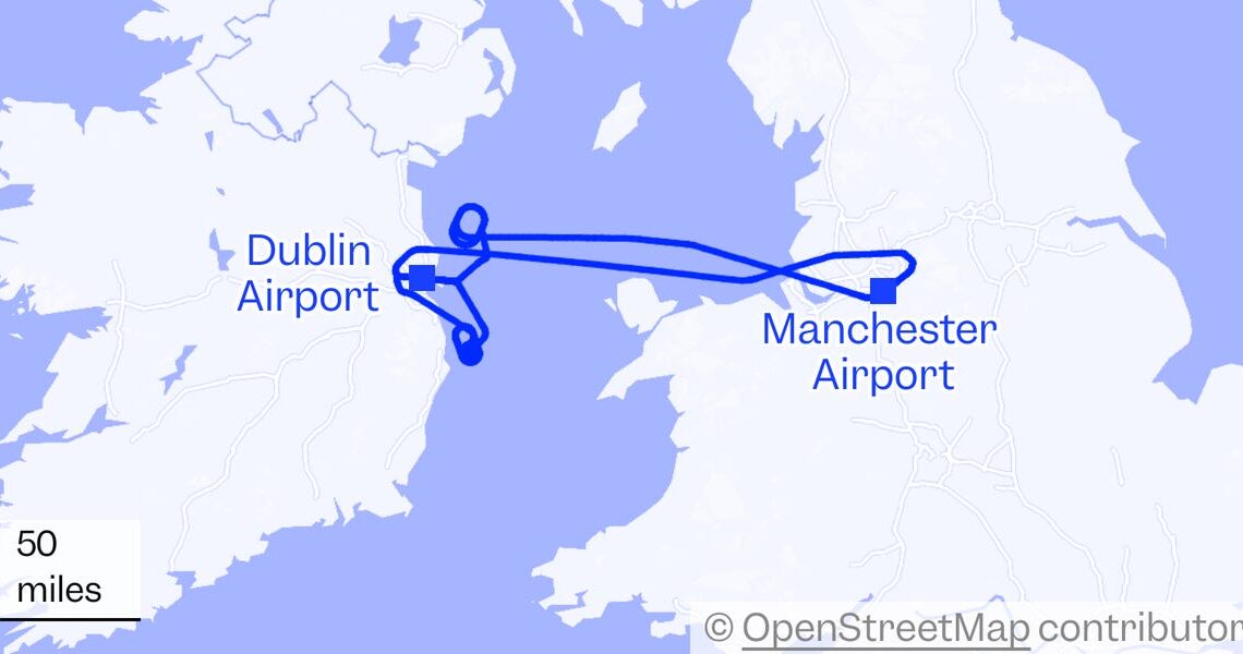 A 165-mile journey over the Irish Sea turned into a 2.5-hour flight to nowhere when a storm stopped the plane from landing