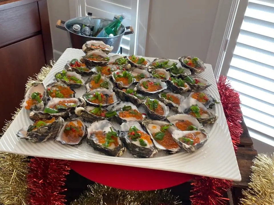 Oysters on plate