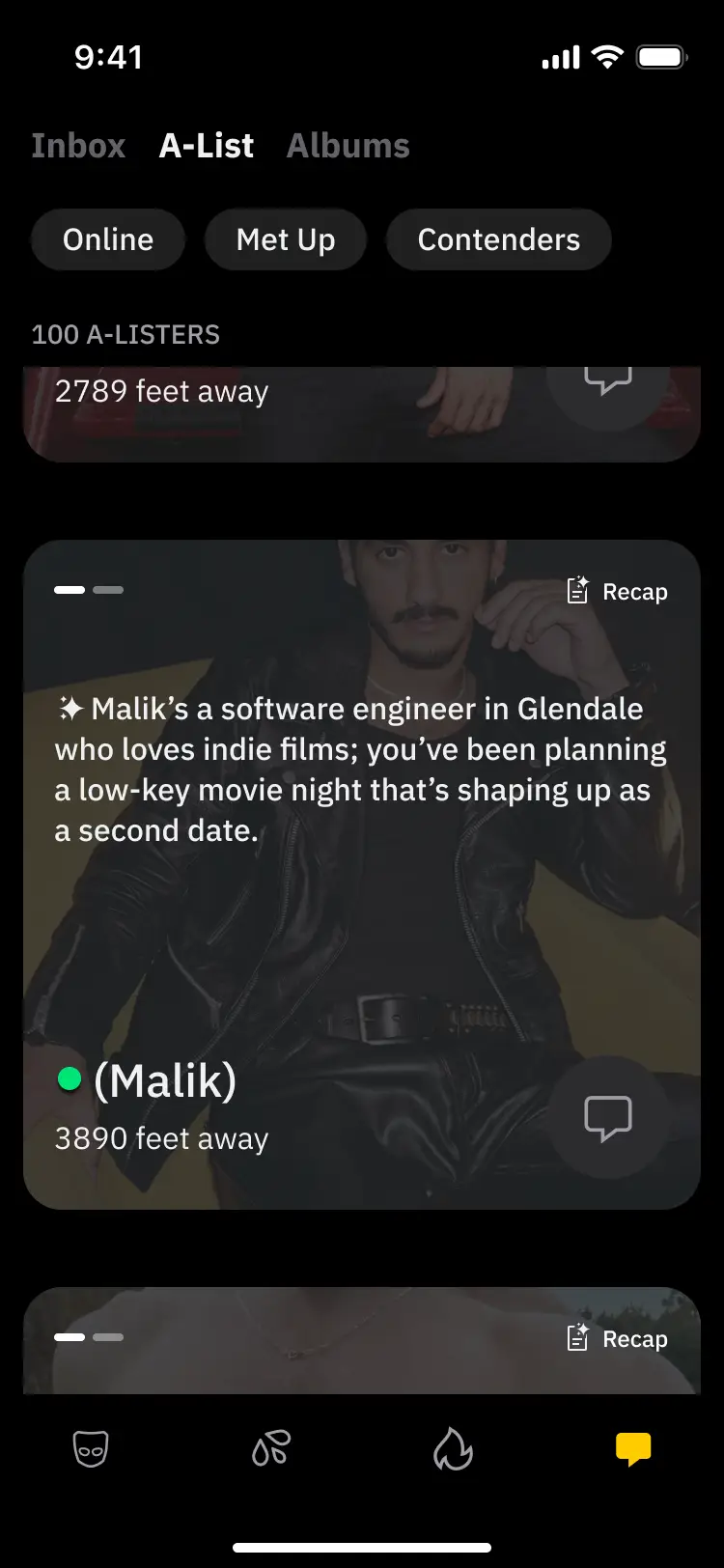 Grindr's A-List feature is pictured.