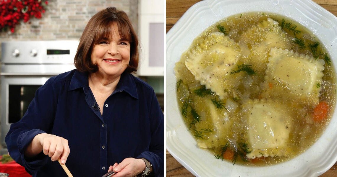 I made Ina Garten’s ravioli en brodo soup, an Italian twist on chicken noodle. It’s one of my favorite Barefoot Contessa recipes.