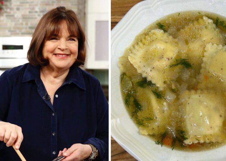 I made Ina Garten’s ravioli en brodo soup, an Italian twist on chicken noodle. It’s one of my favorite Barefoot Contessa recipes.