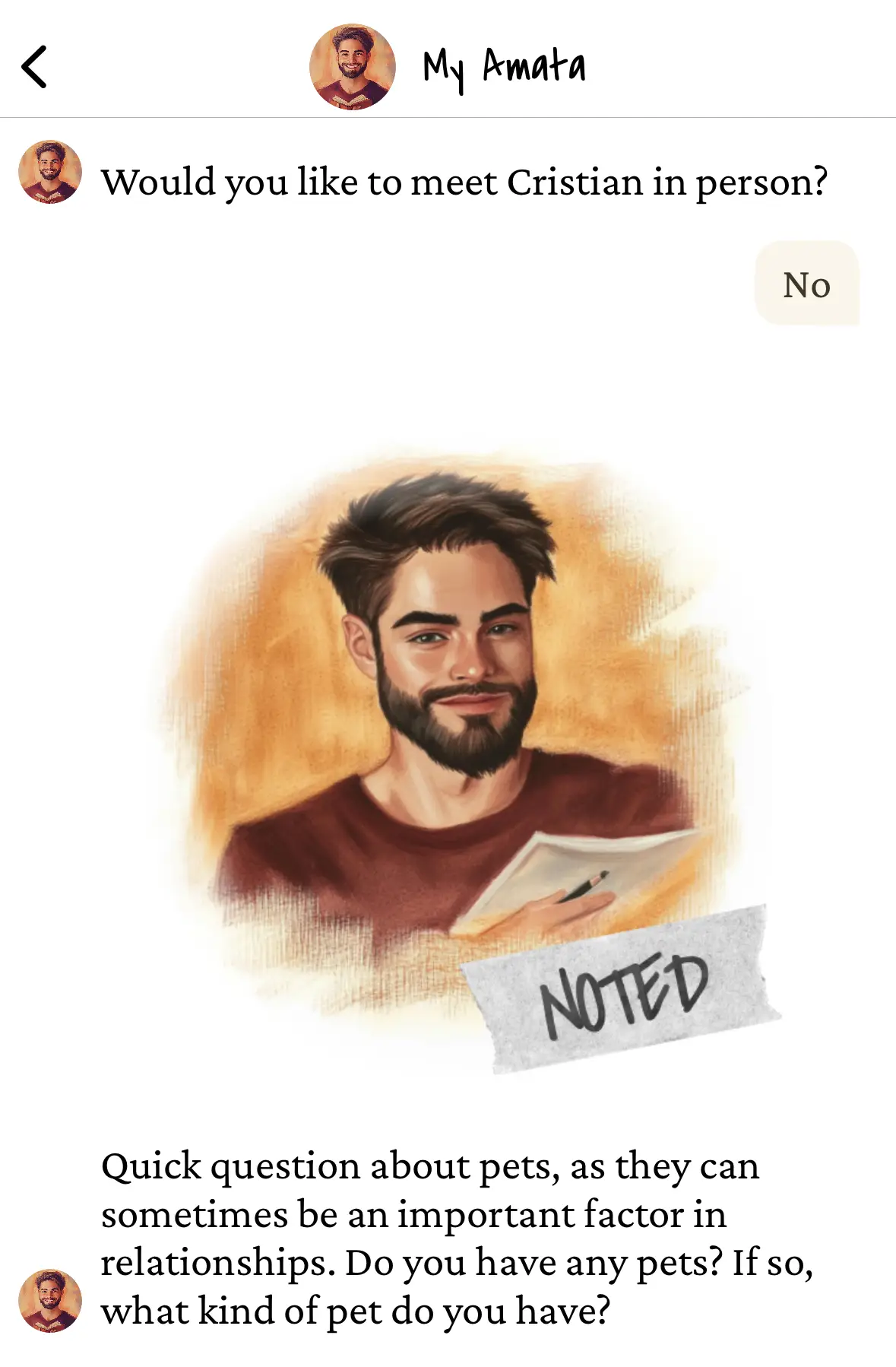 The Amata app is pictured