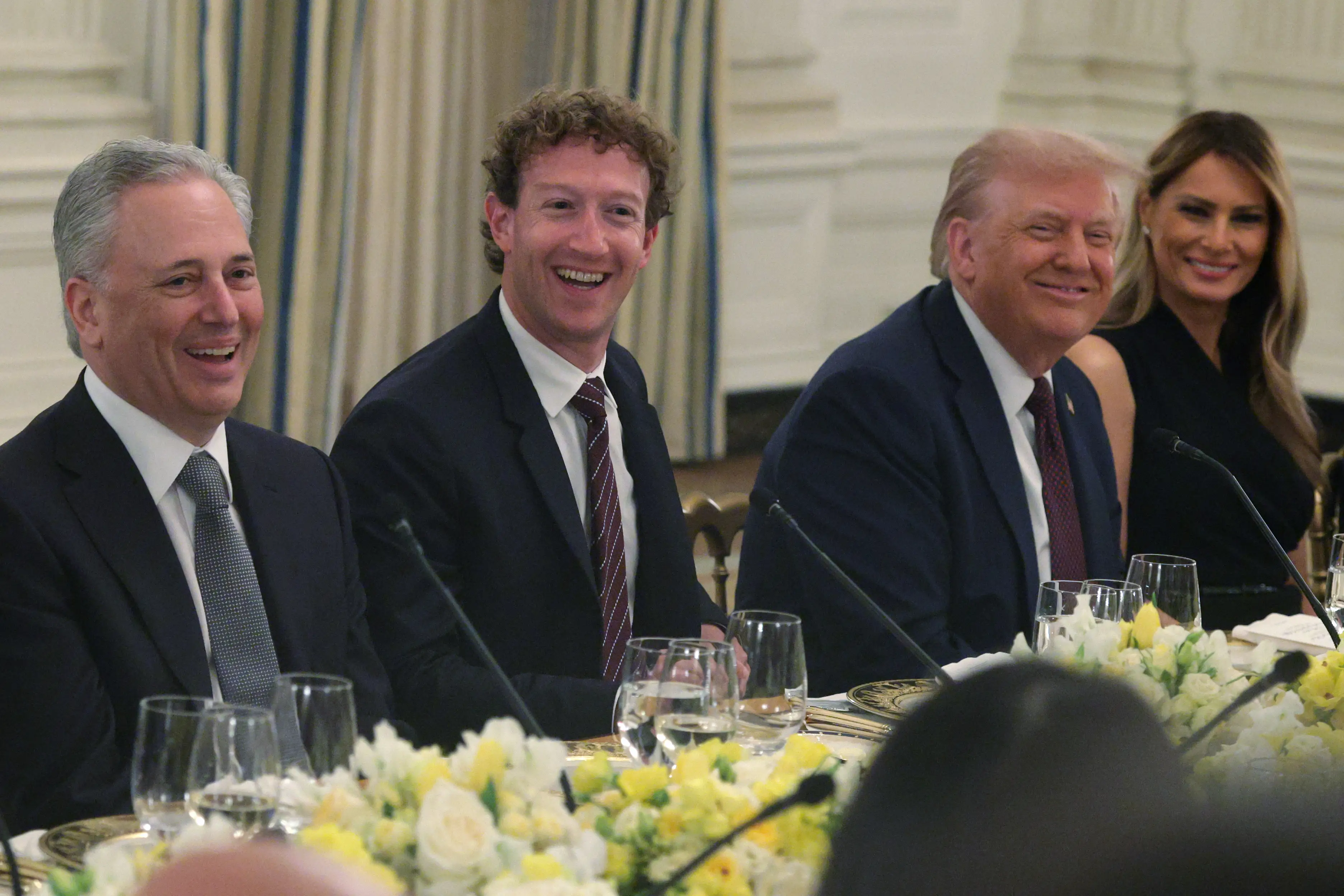 Trump and Zuckerberg at a White House dinner.