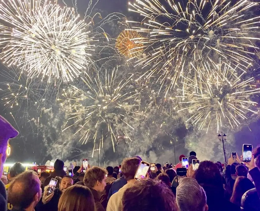 The crowds celebrating the New Year in Lisbon.