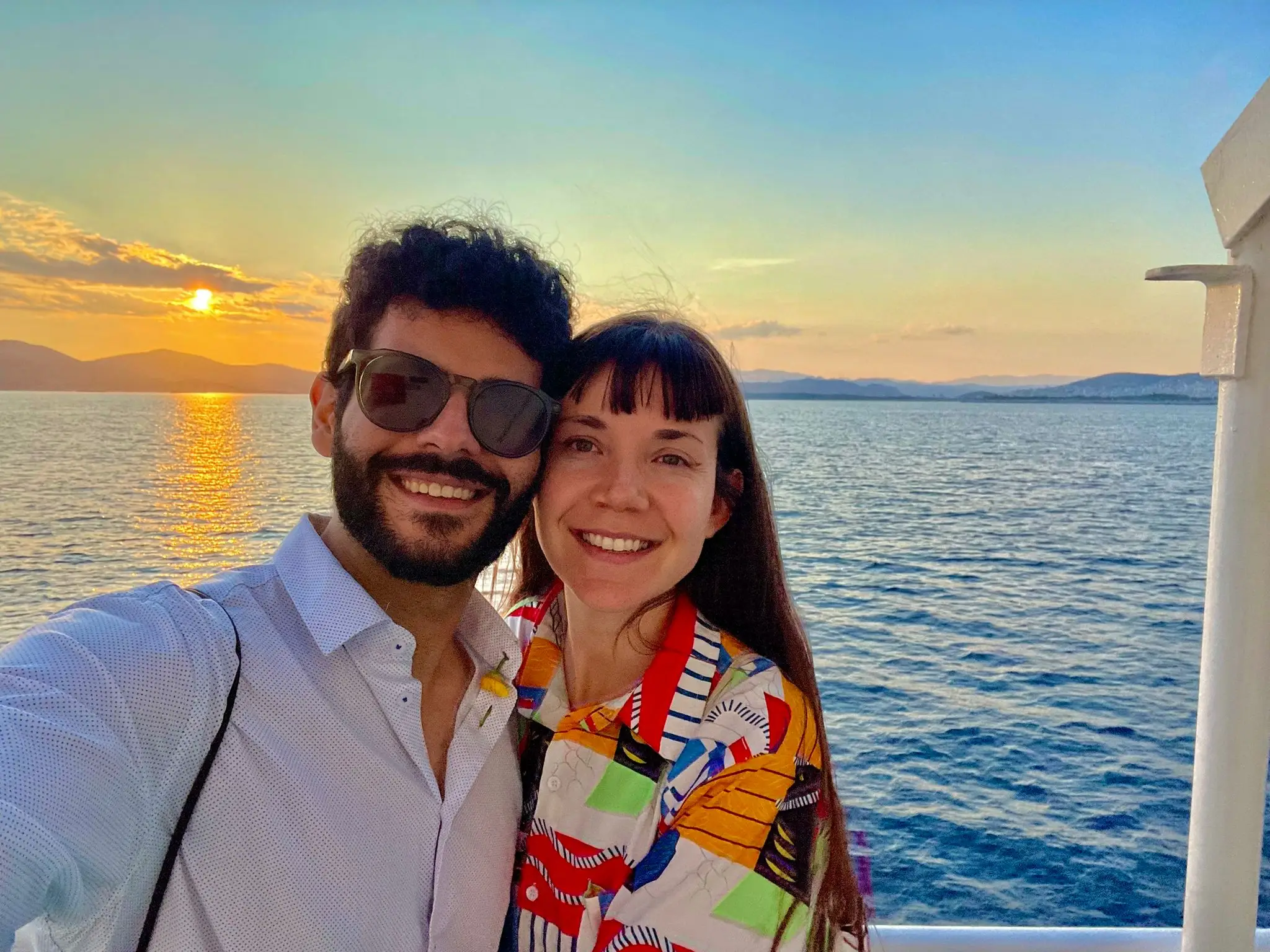 The author and her boyfriend posing together on a trip to Greece.