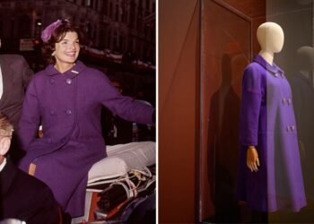 Jacqueline Kennedy Onassis’ election night coat sold at auction for $50,800. Photos show the iconic look.