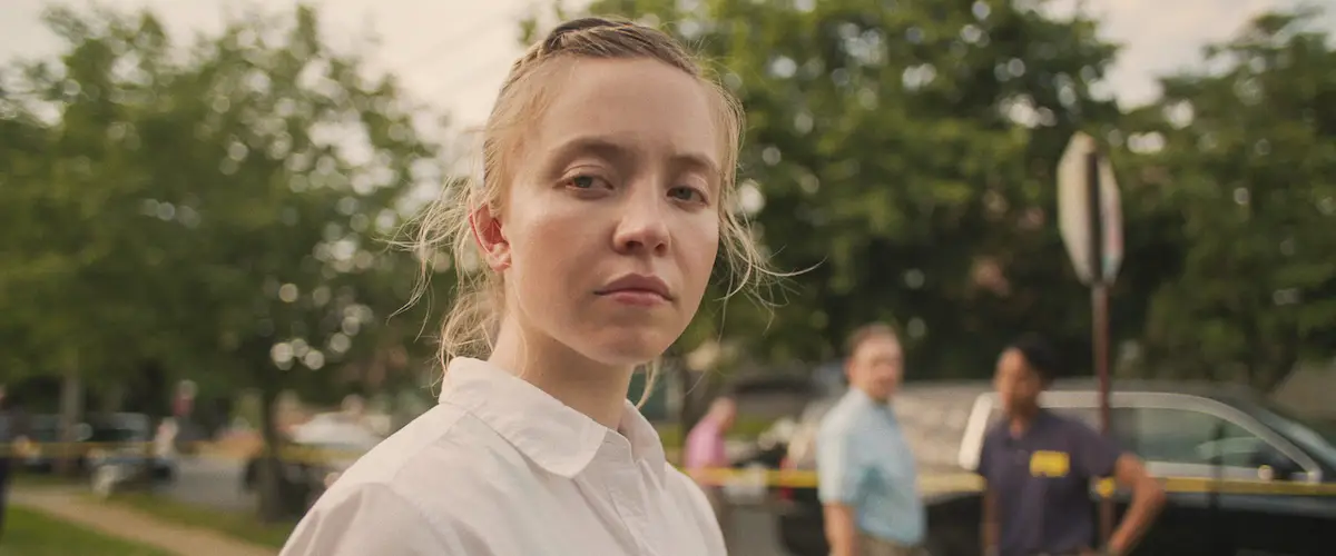 Sydney Sweeney in a white top