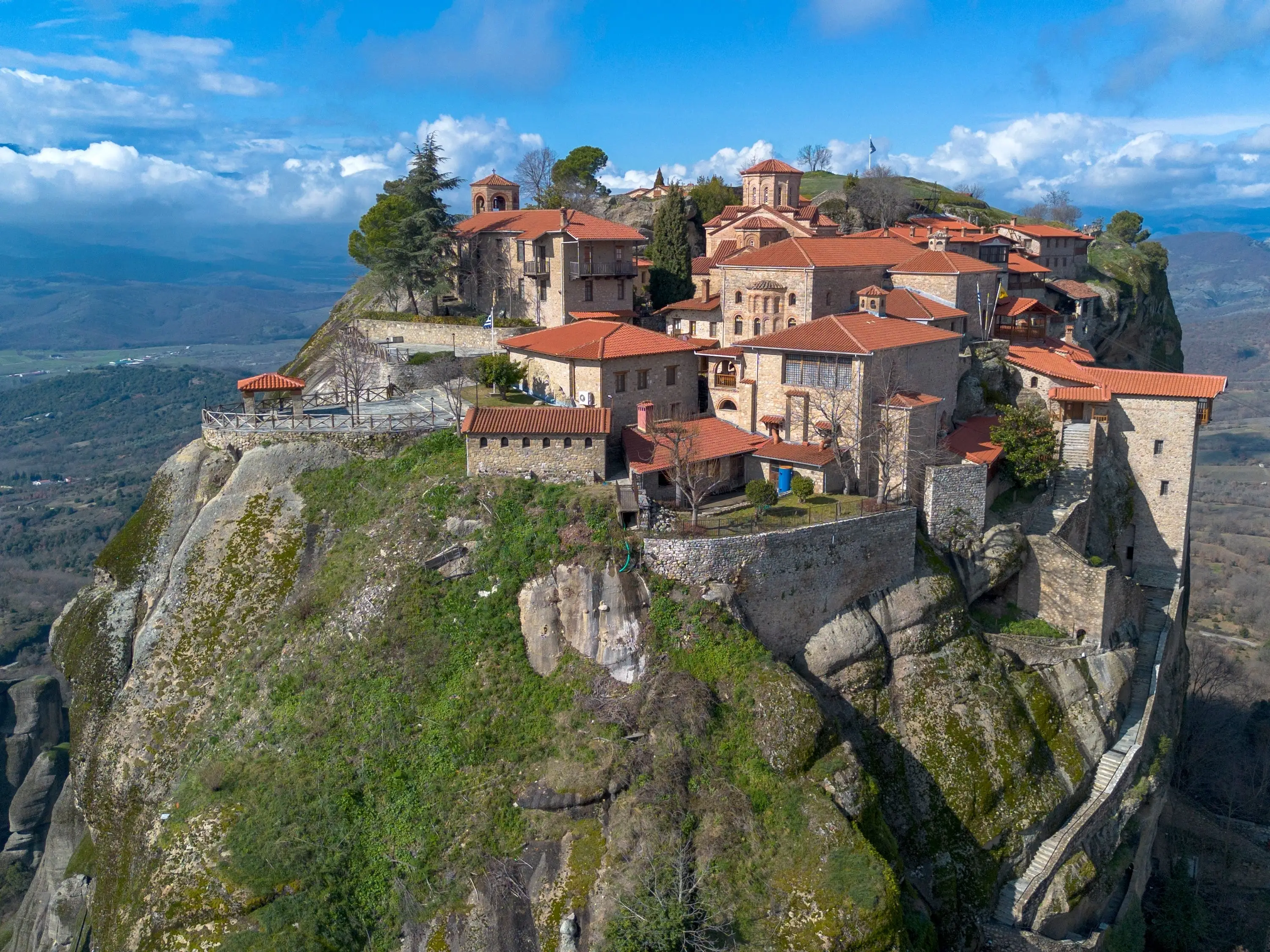 An aerial view of Meteora, Greece.