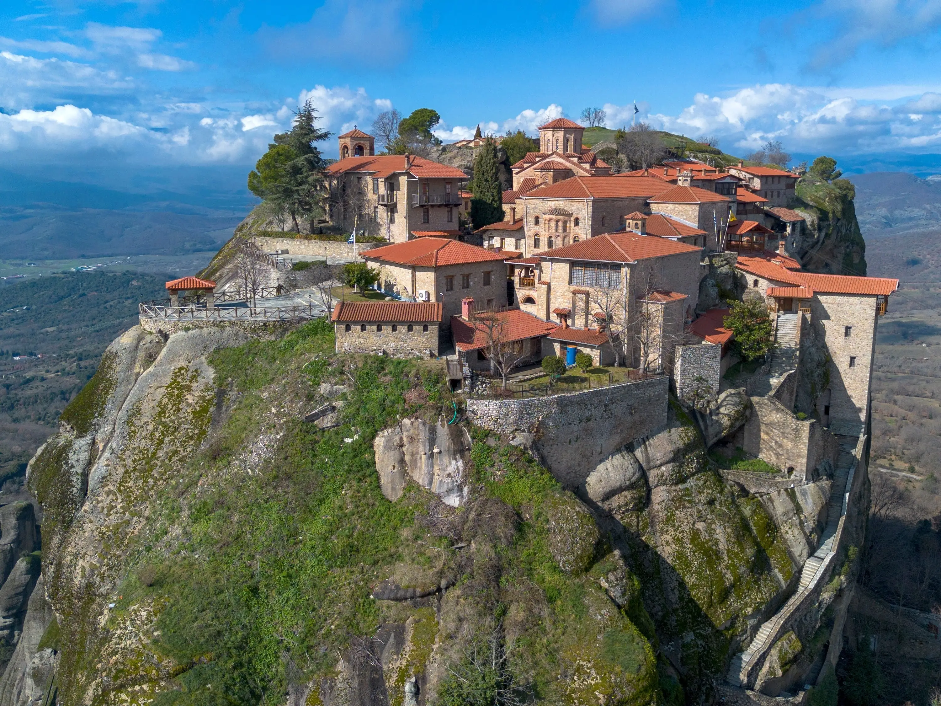 An aerial view of Meteora, Greece.