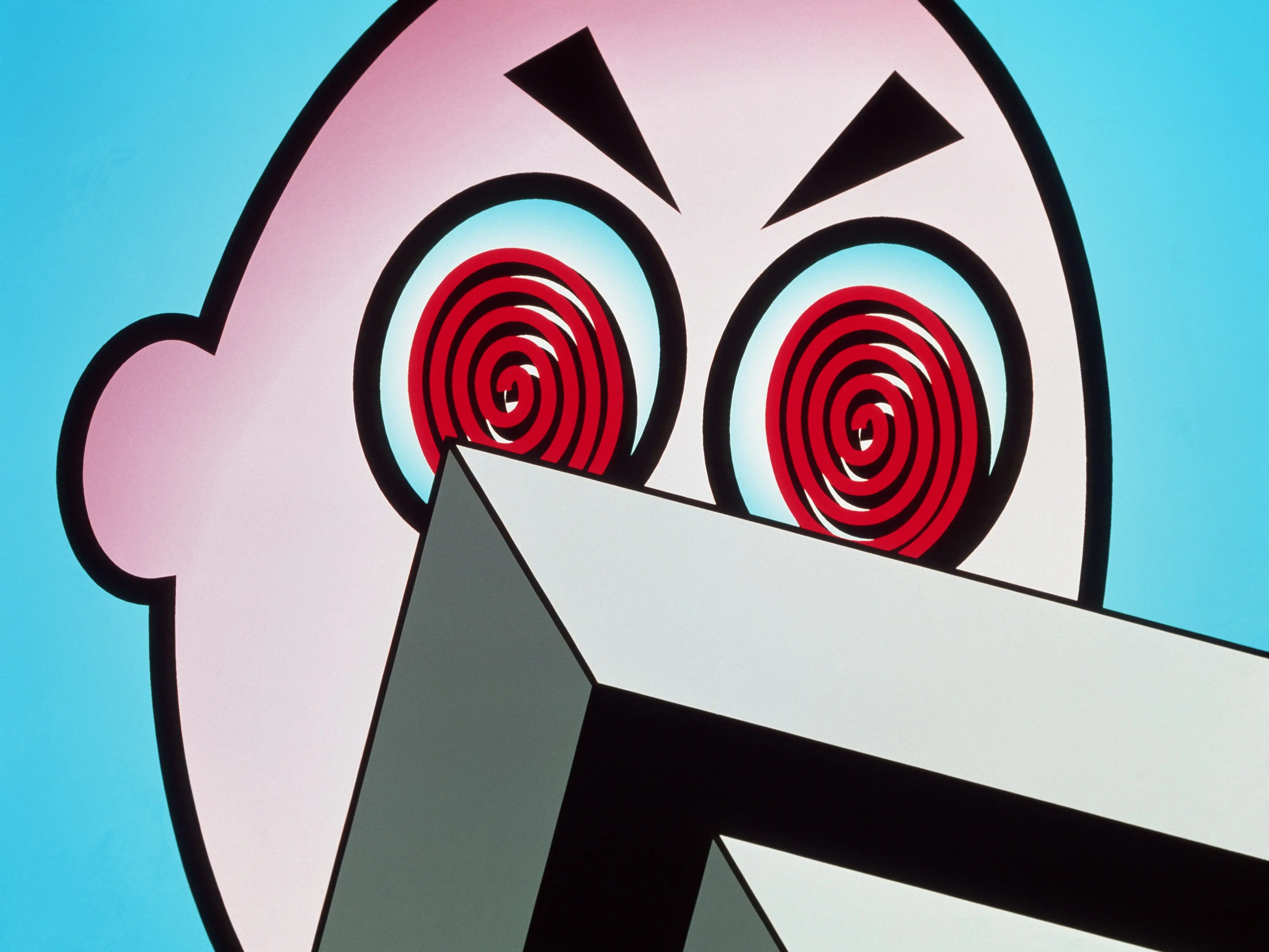 Artwork showing a person staring at a computer screen