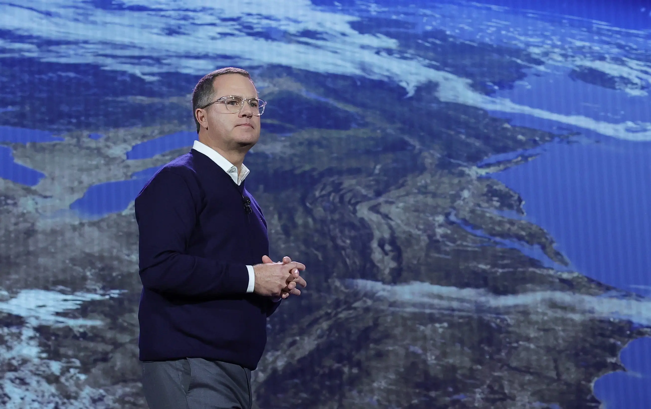 Walmart CEO Doug McMillon delivers a keynote address during CES 2024 at The Venetian Resort Las Vegas.