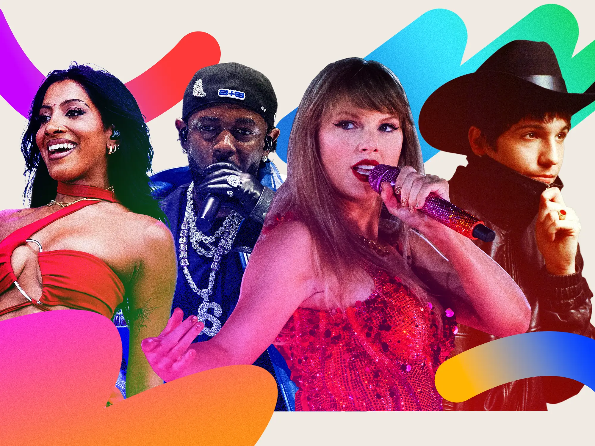 Photo collage of various music artist