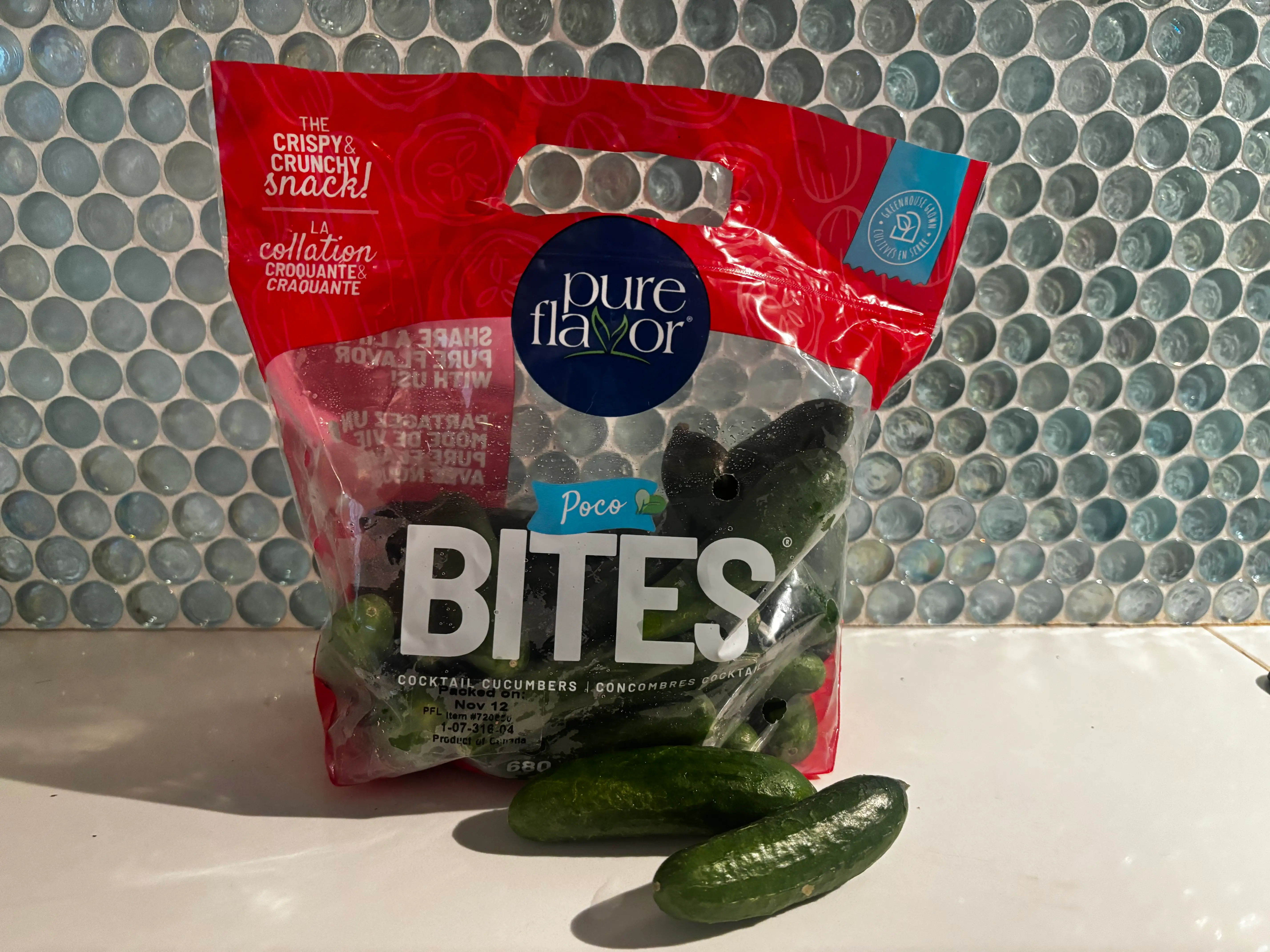 Small cucumbers in bag