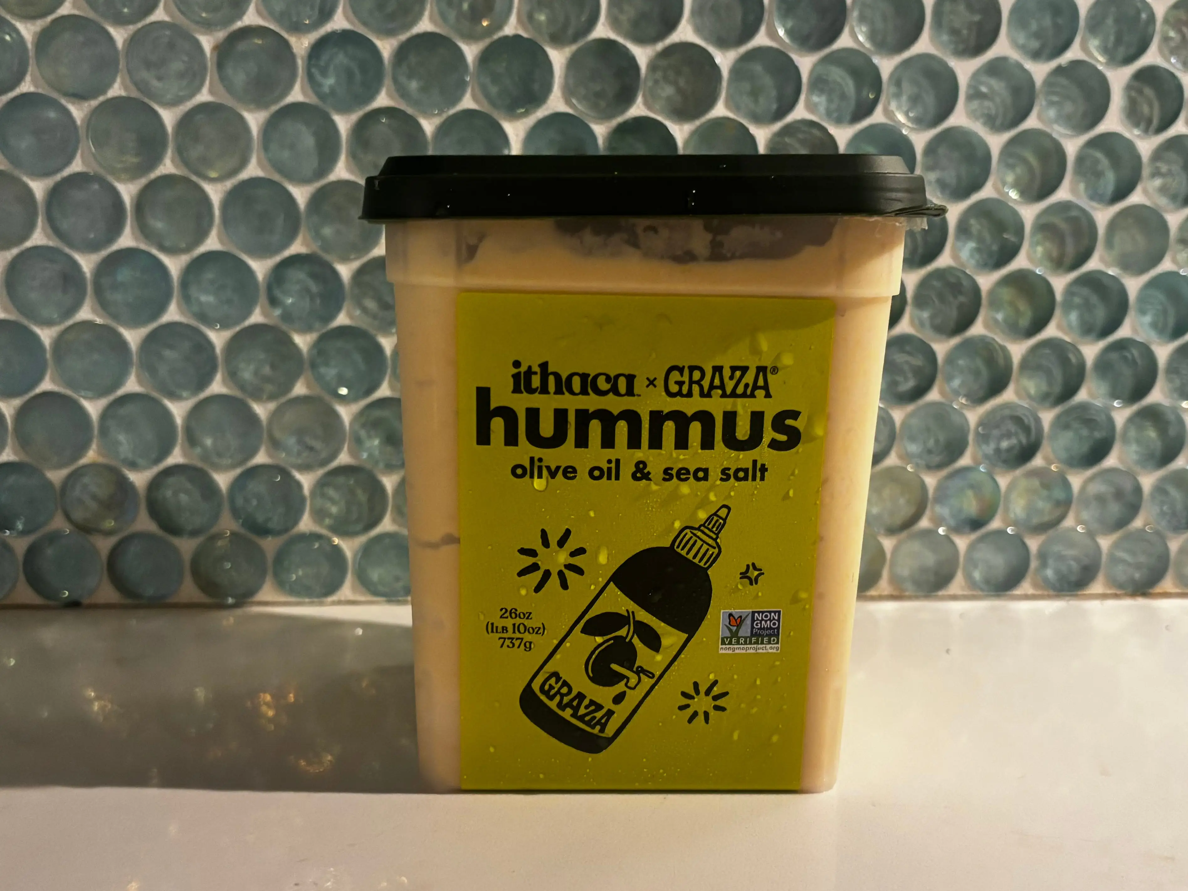 Ithaca x Graza hummus with olive oil and sea salt