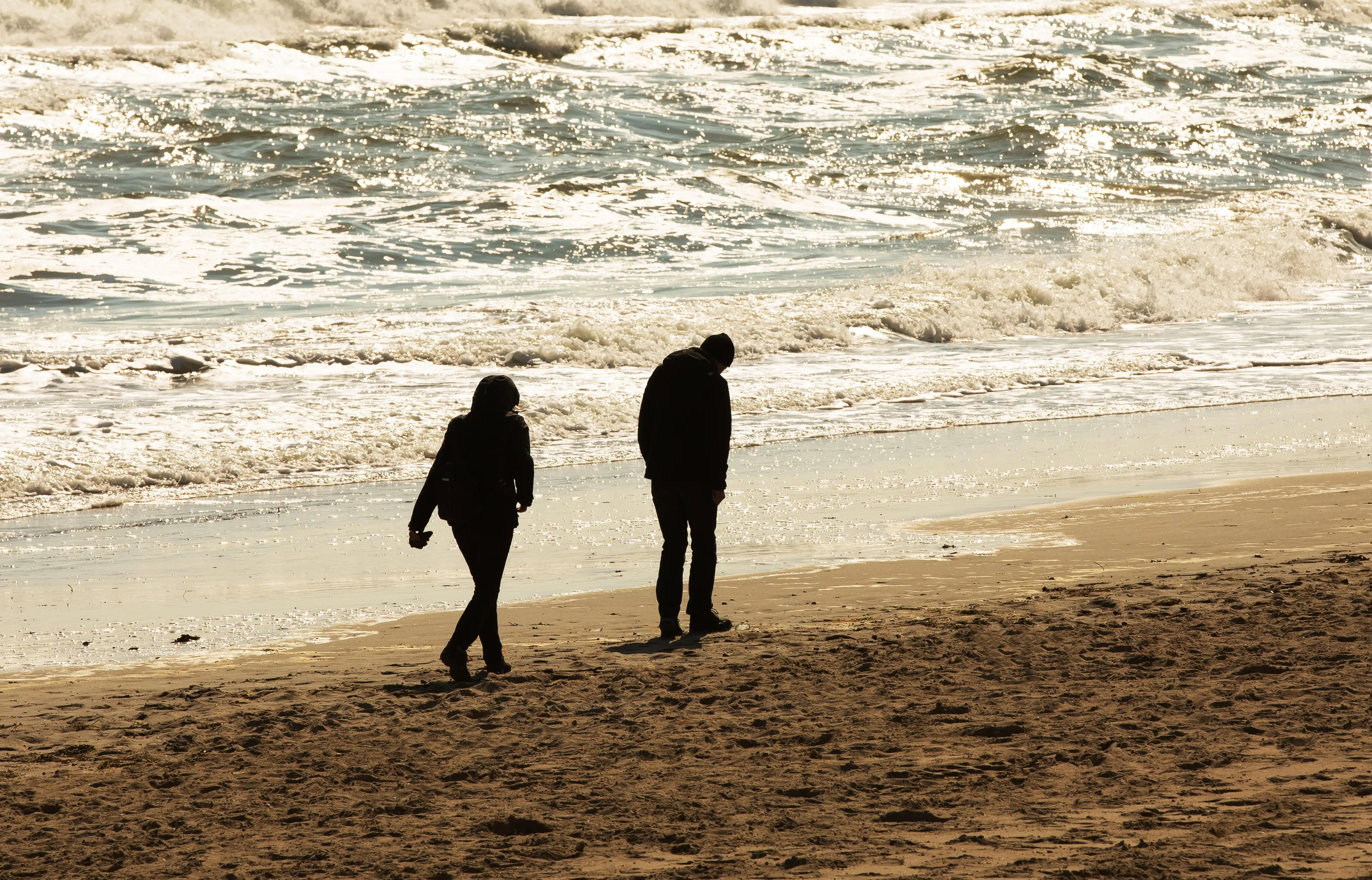 Couple walking on the beach