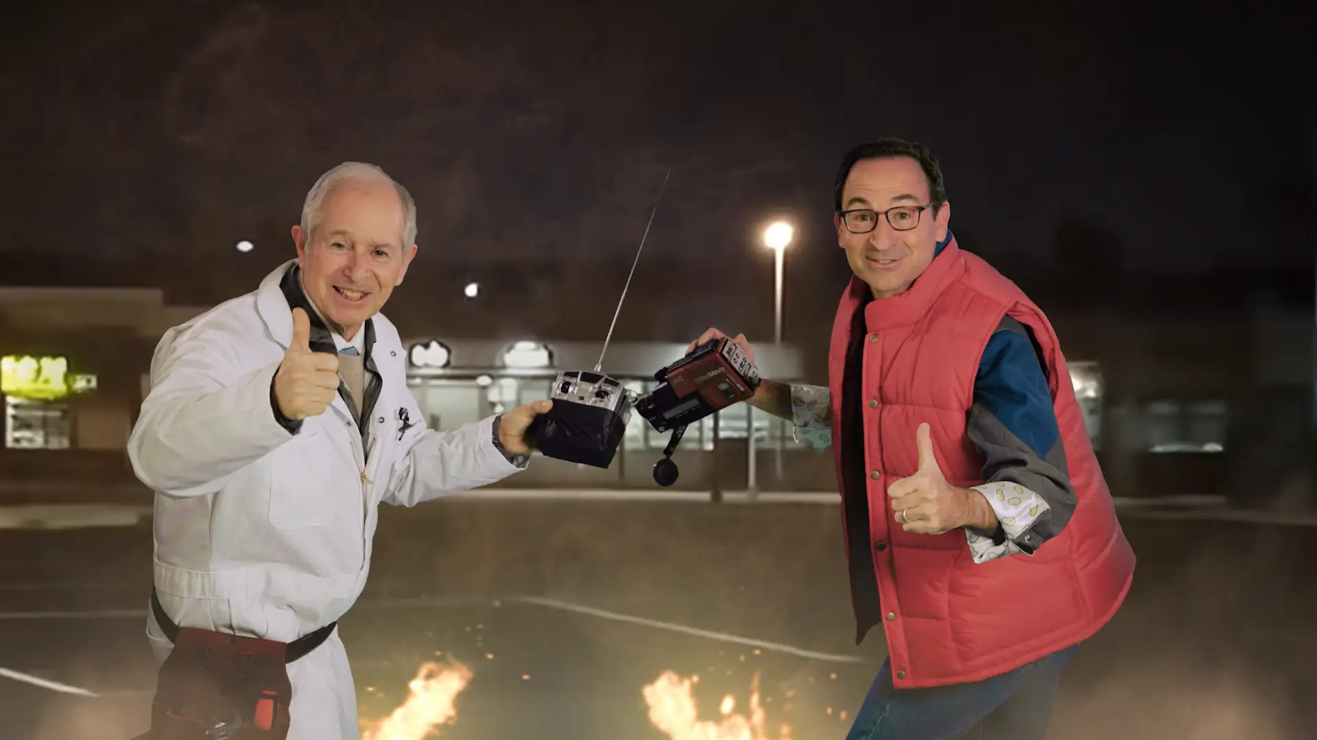 Blackstone's Steve Schwarzman and Jon Gray in a Back to the Future parody from the firm's holiday video