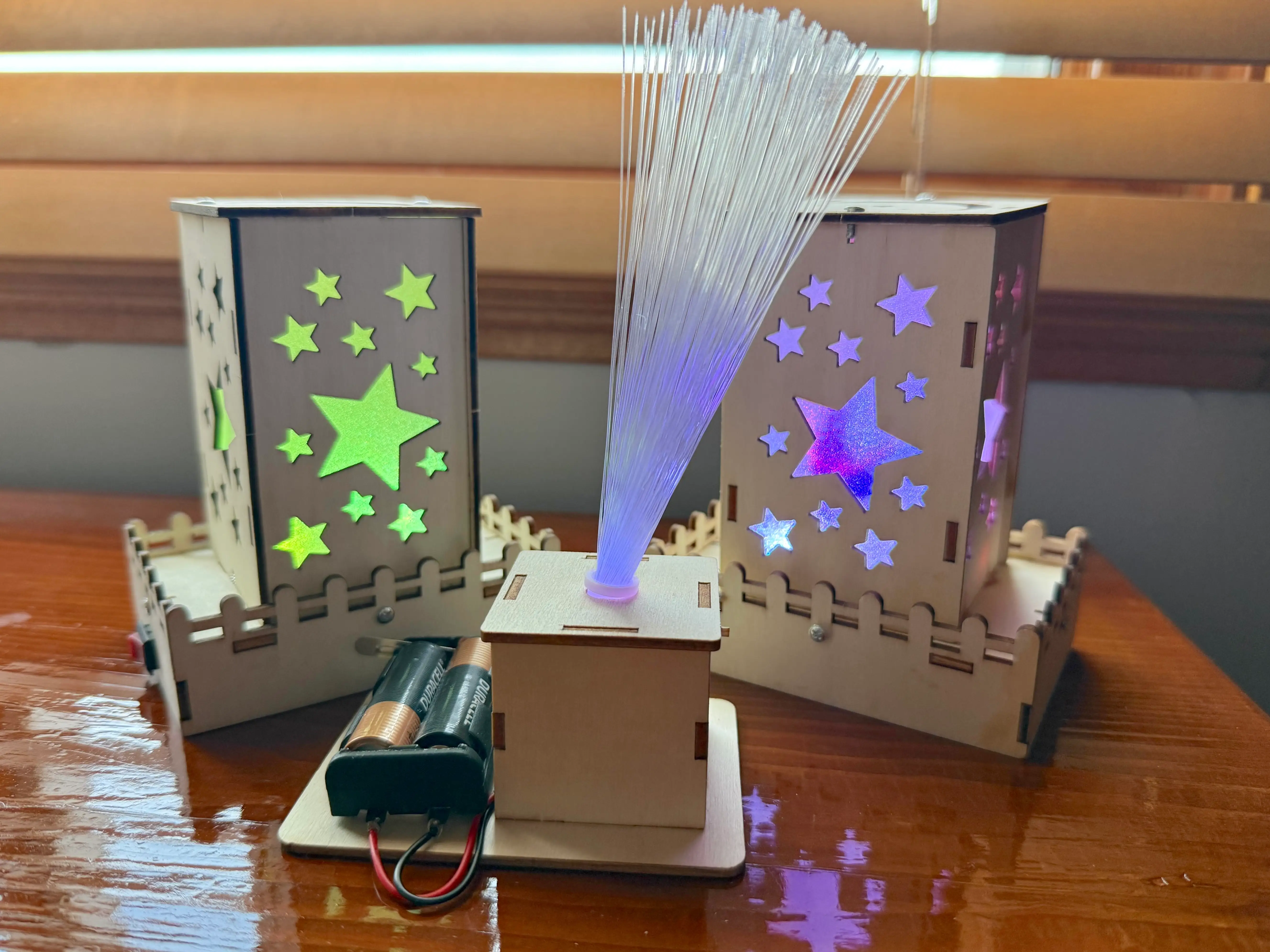 STEM lantern kits that the author's children built.