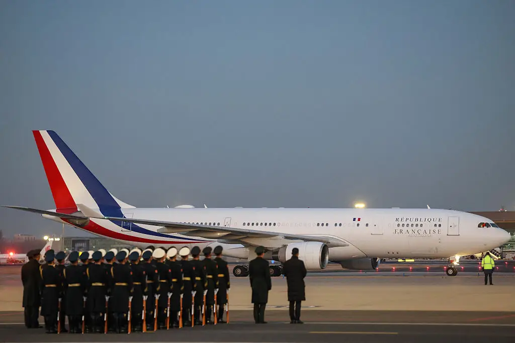 The plane carrying France's President Emmanuel Macron.