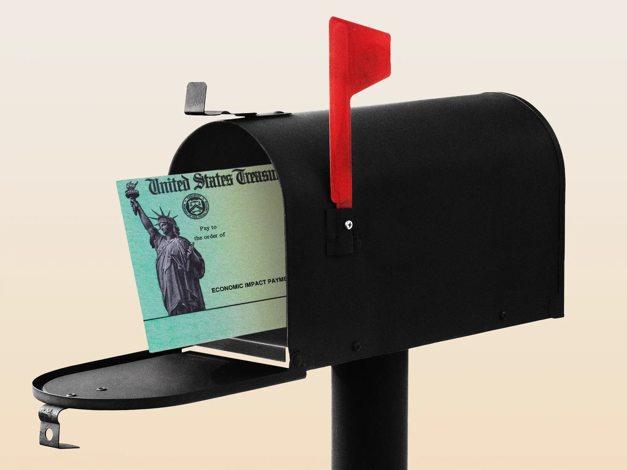 An open mailbox showing a social security check