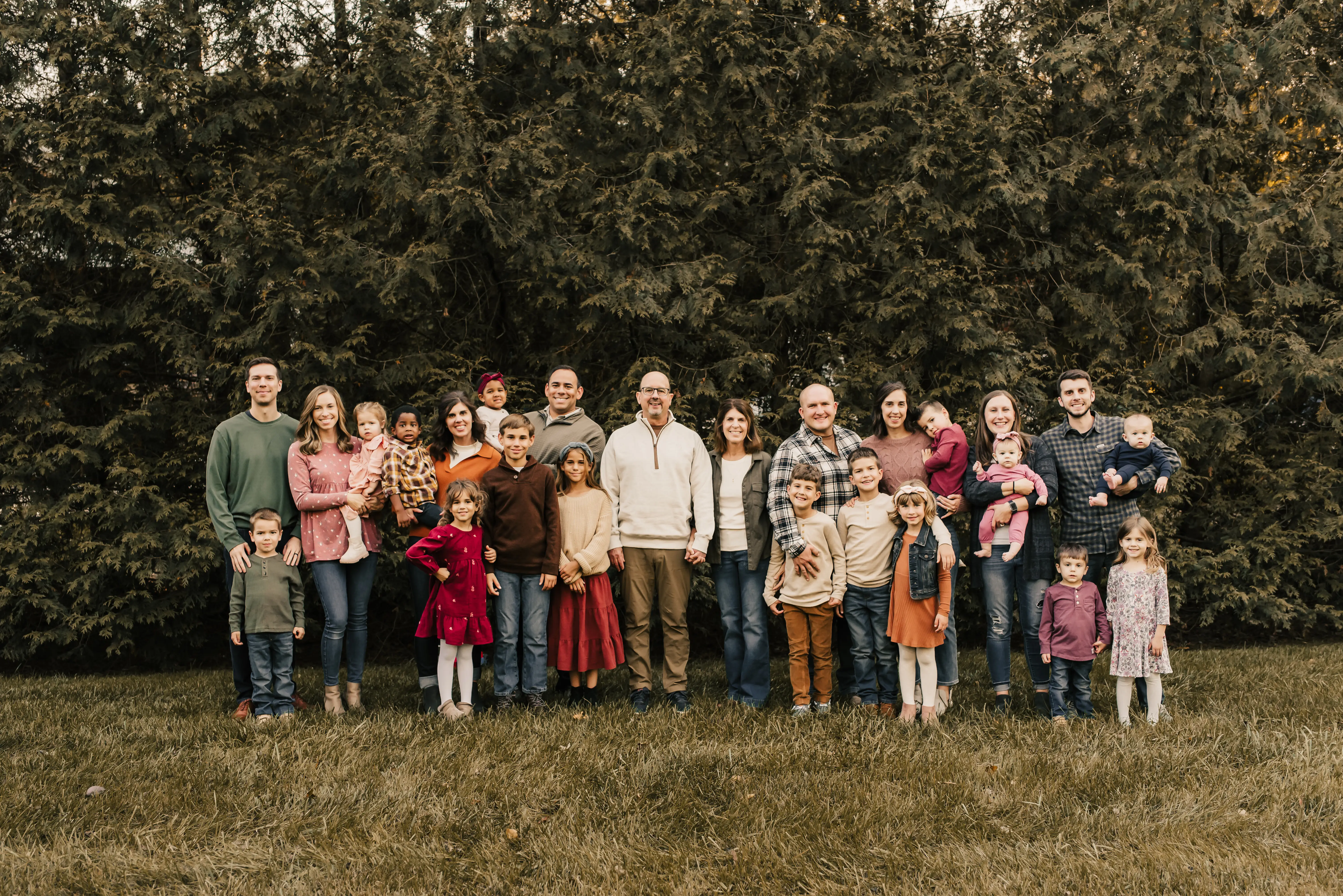 Doug Beachy (center) and his large family of four kids and 16 grandchildren.