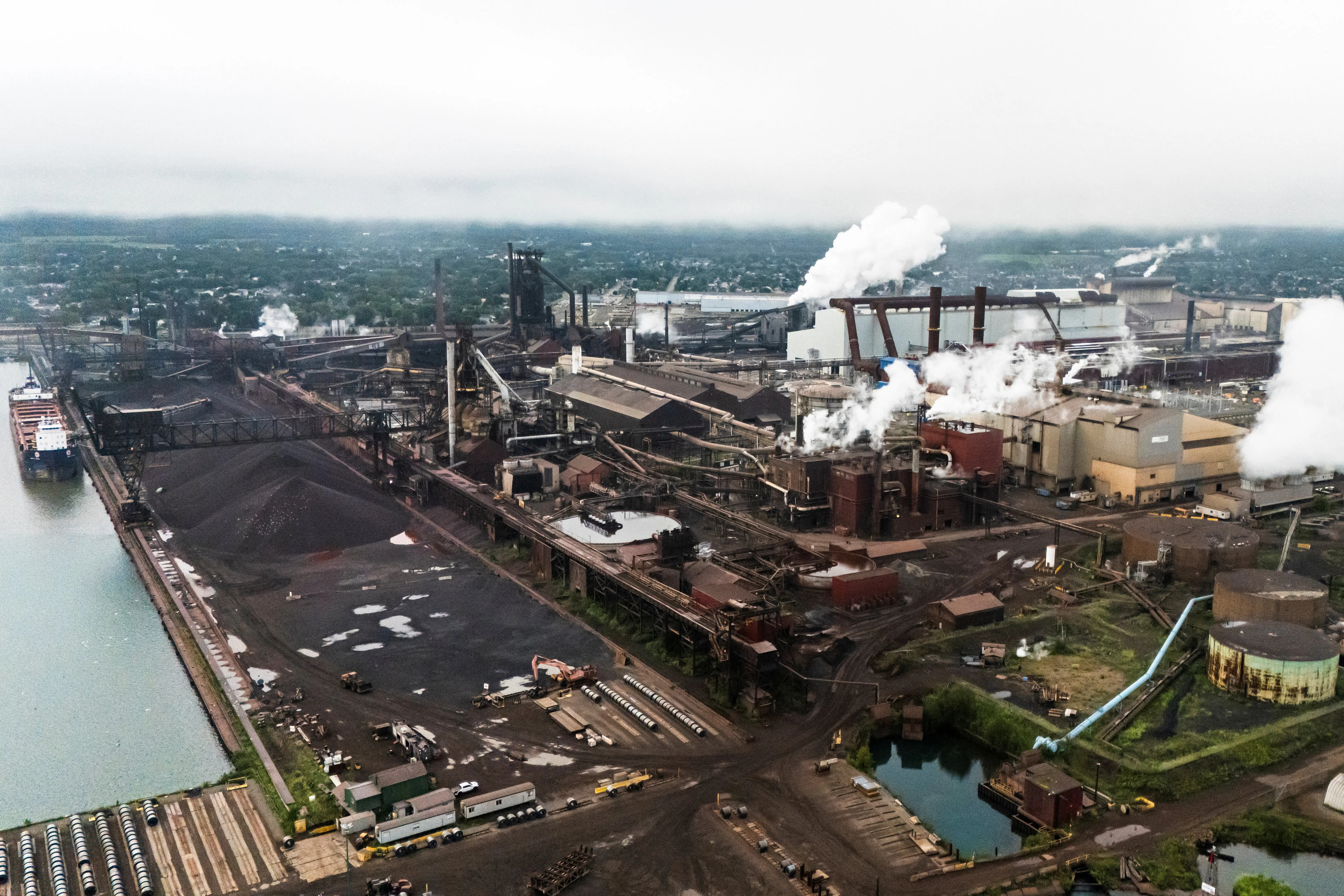 Algoma Steel facility drone view in Sault Ste. Marie