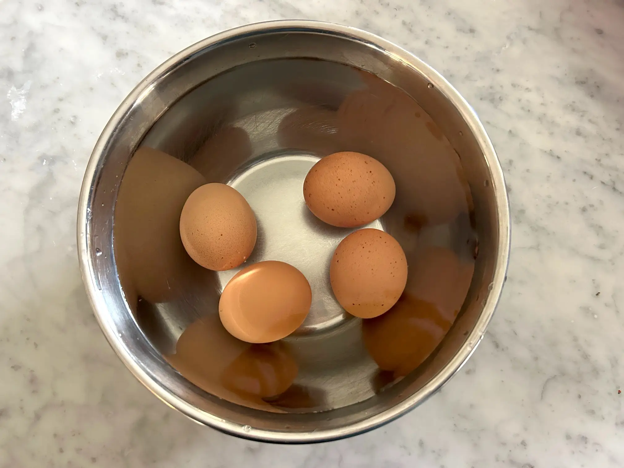 Bringing eggs to room temperature for Ina Garten's brownie pudding