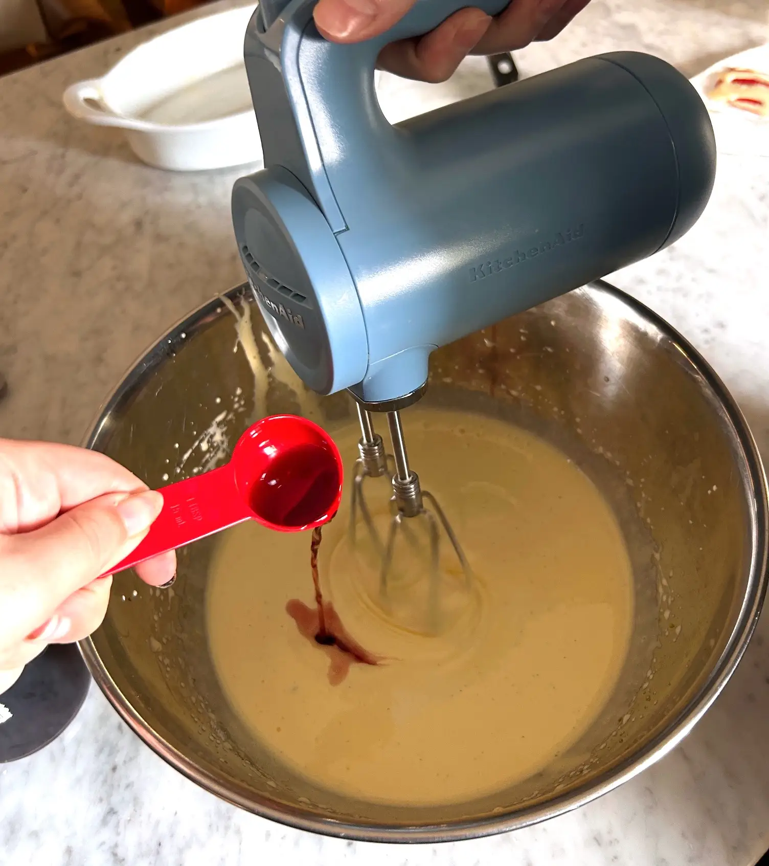 Adding framboise liqueur to Ina Garten's brownie pudding mixture