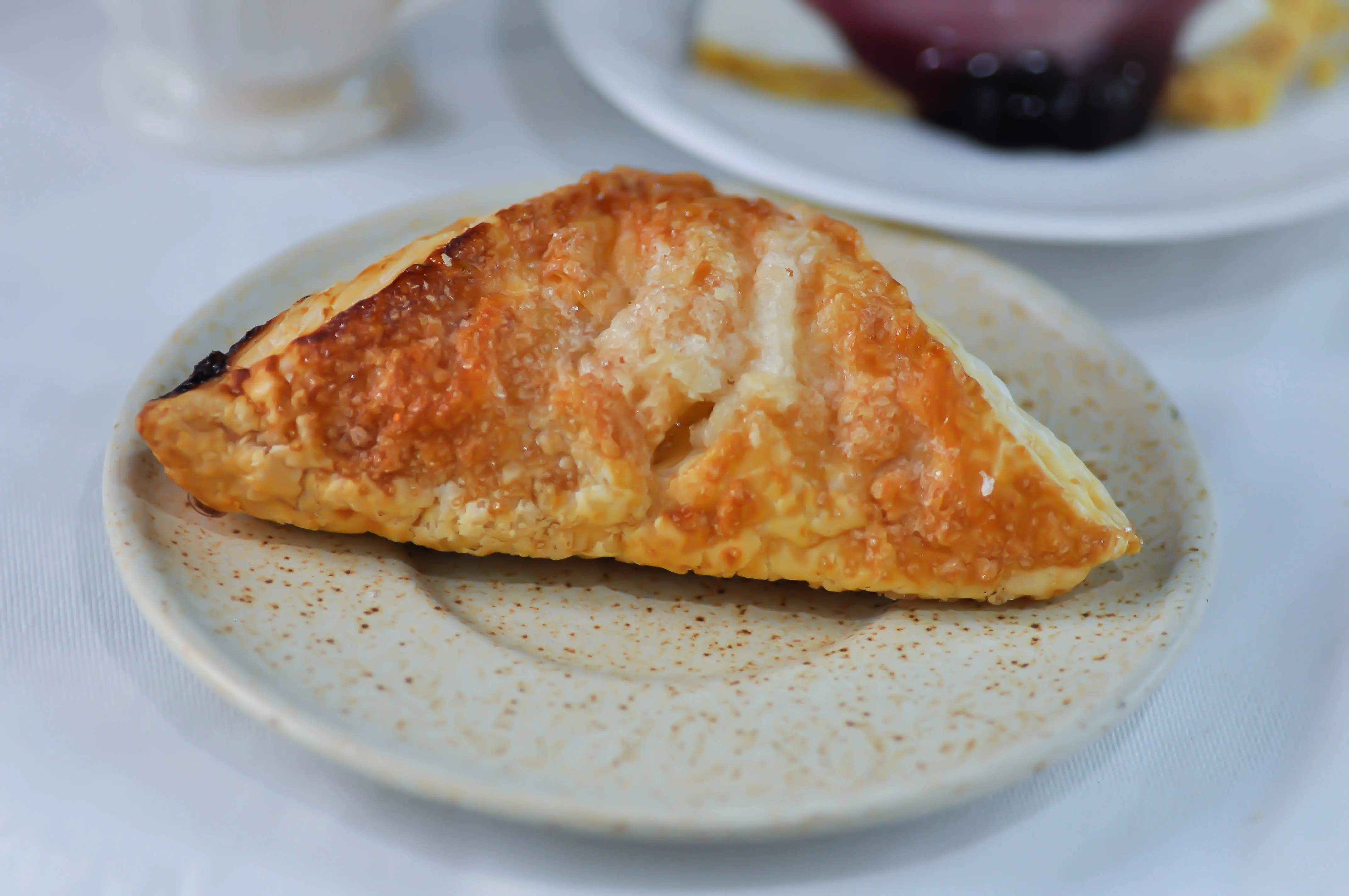 Puff pastry tart on plate
