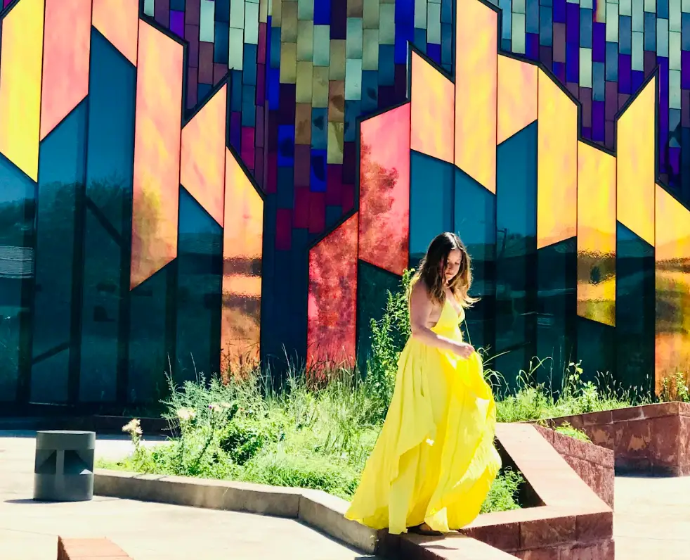 The writer at the Prairiefire Museum in Kansas City.