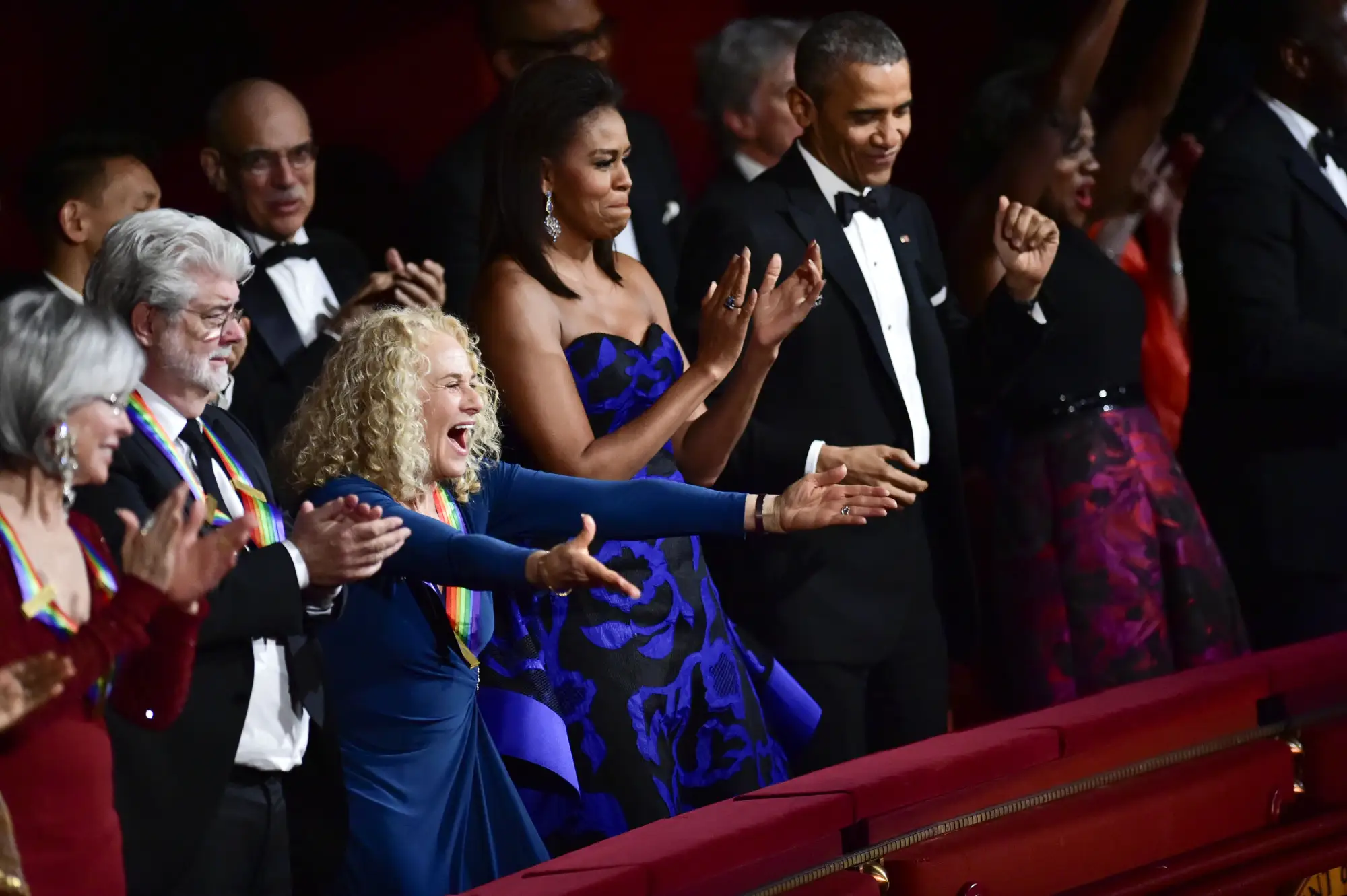 Carole King with the Obamas at the Kennedy Center Honors.