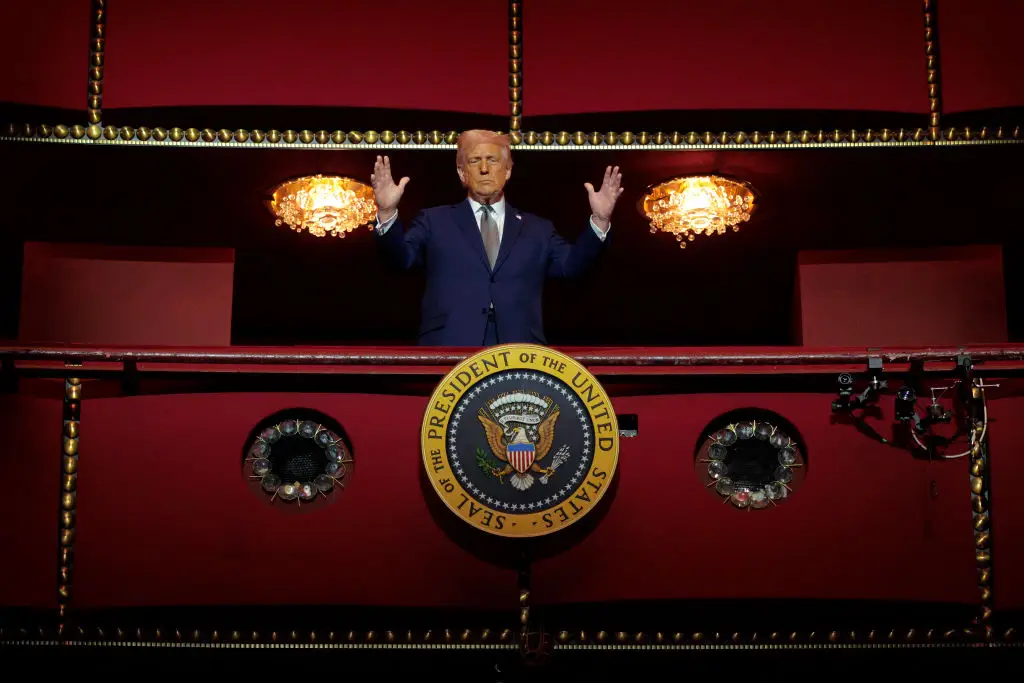 Donald Trump in the presidential box at the Kennedy Center.