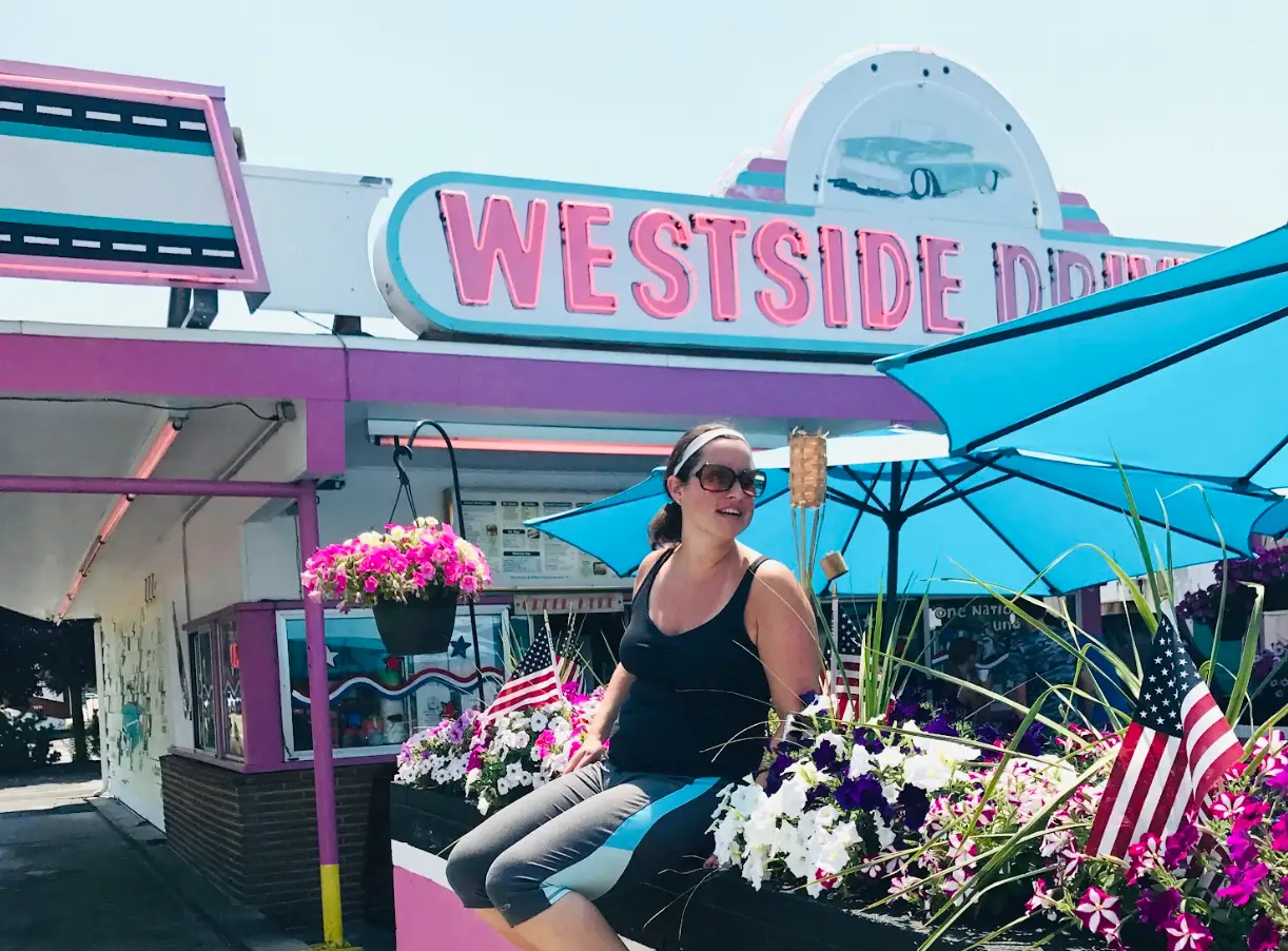 The writer in front of Westside Drive In in Boise, Idaho.