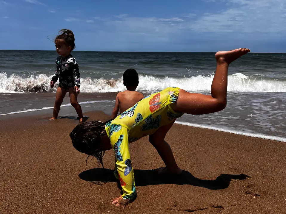 Kids playing at the beach