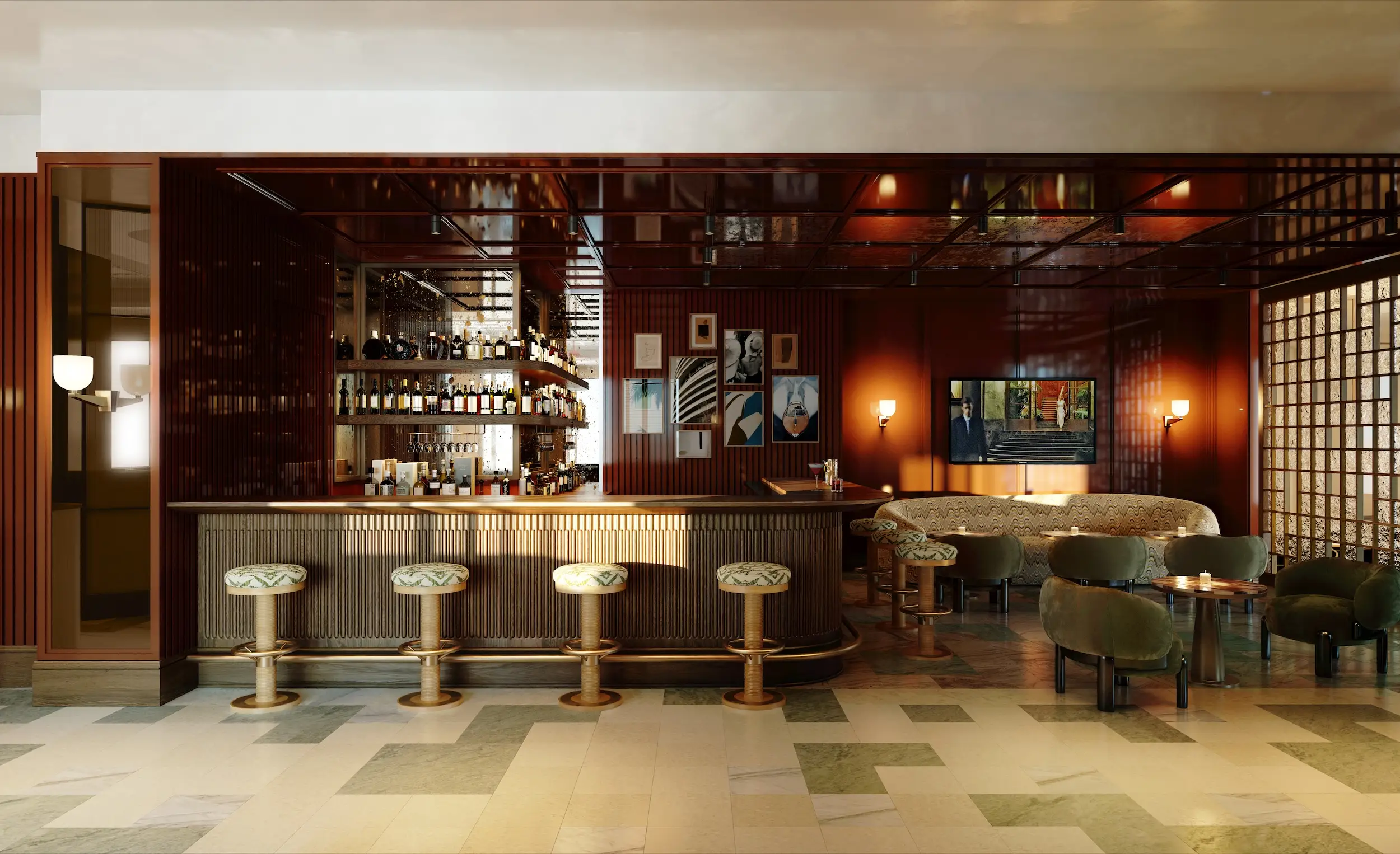 A rendering of a bar.