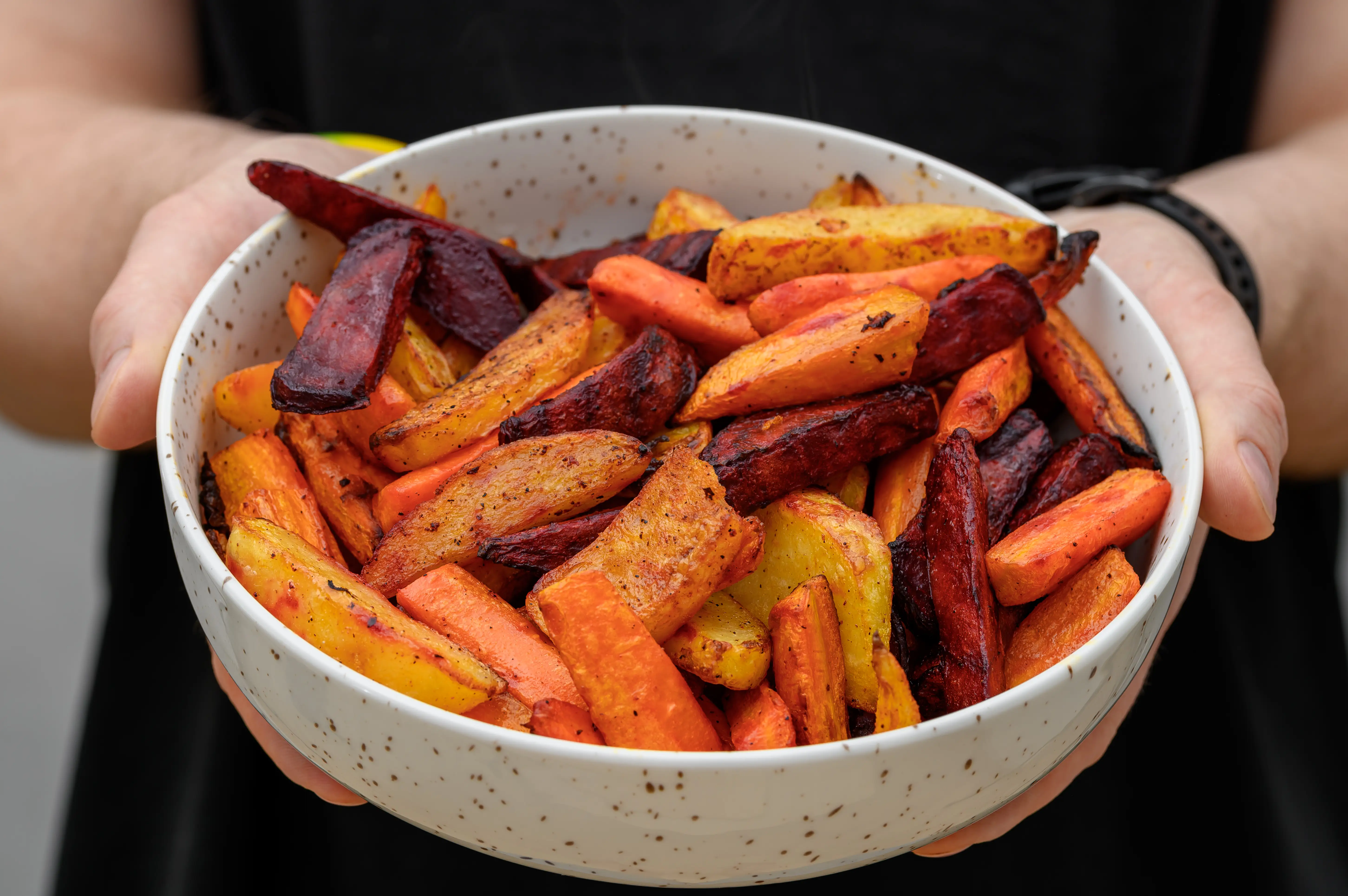 A bowl of air fried vegetables