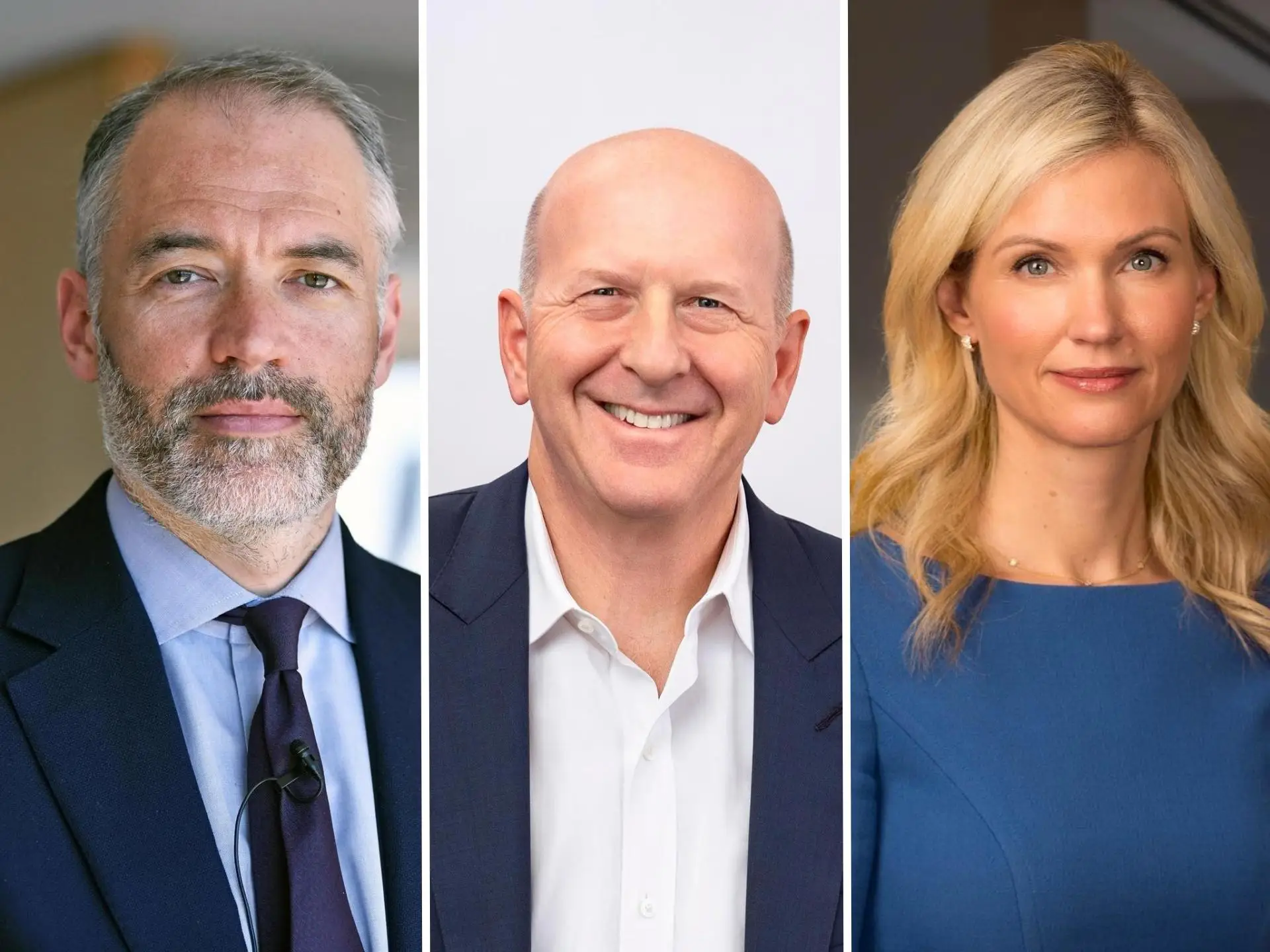 Goldman Sachs leaders Anthony Gutman, David Solomon, and Jacquline Arthur - headshots