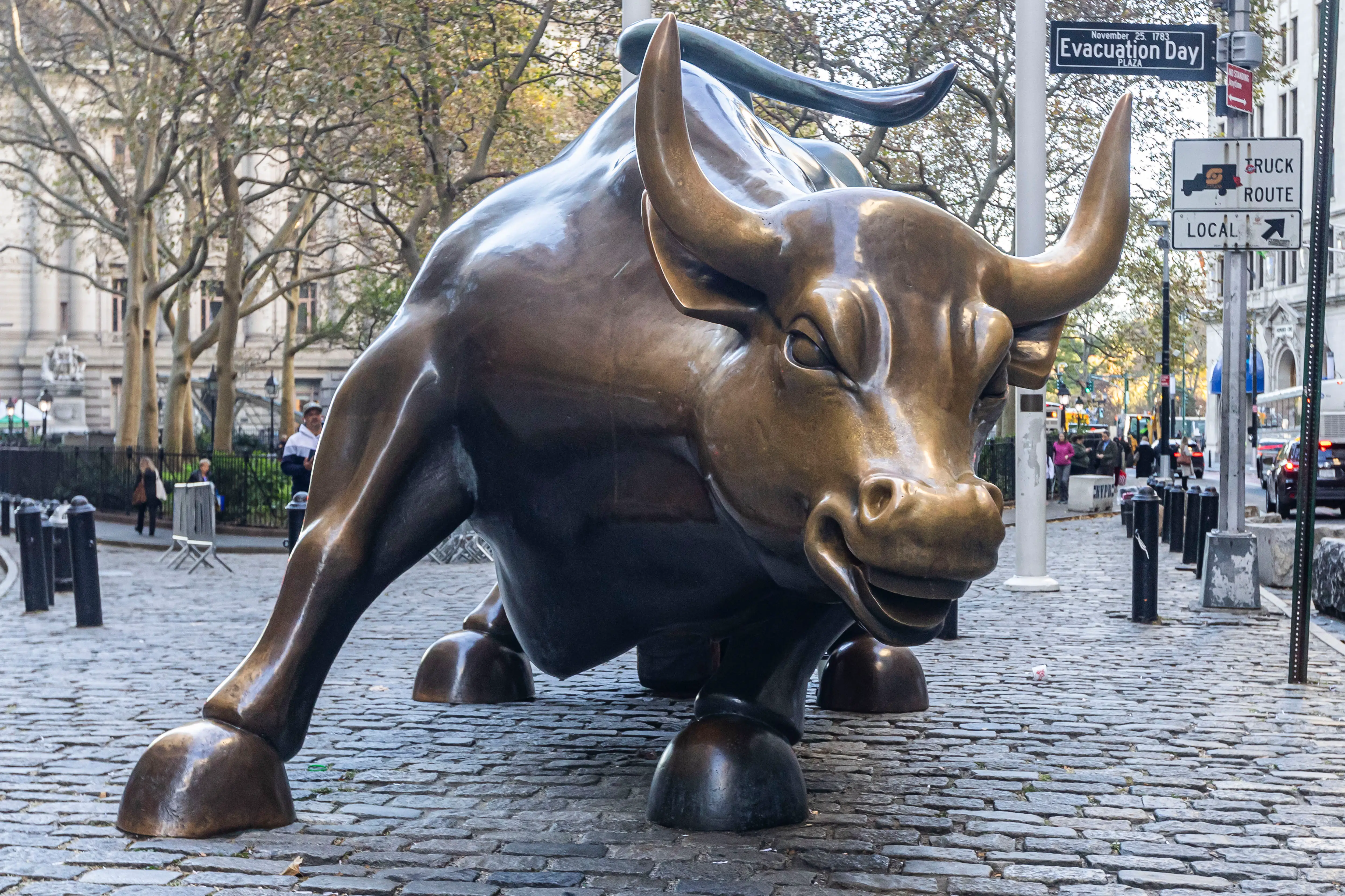 Charging bull Wall Street