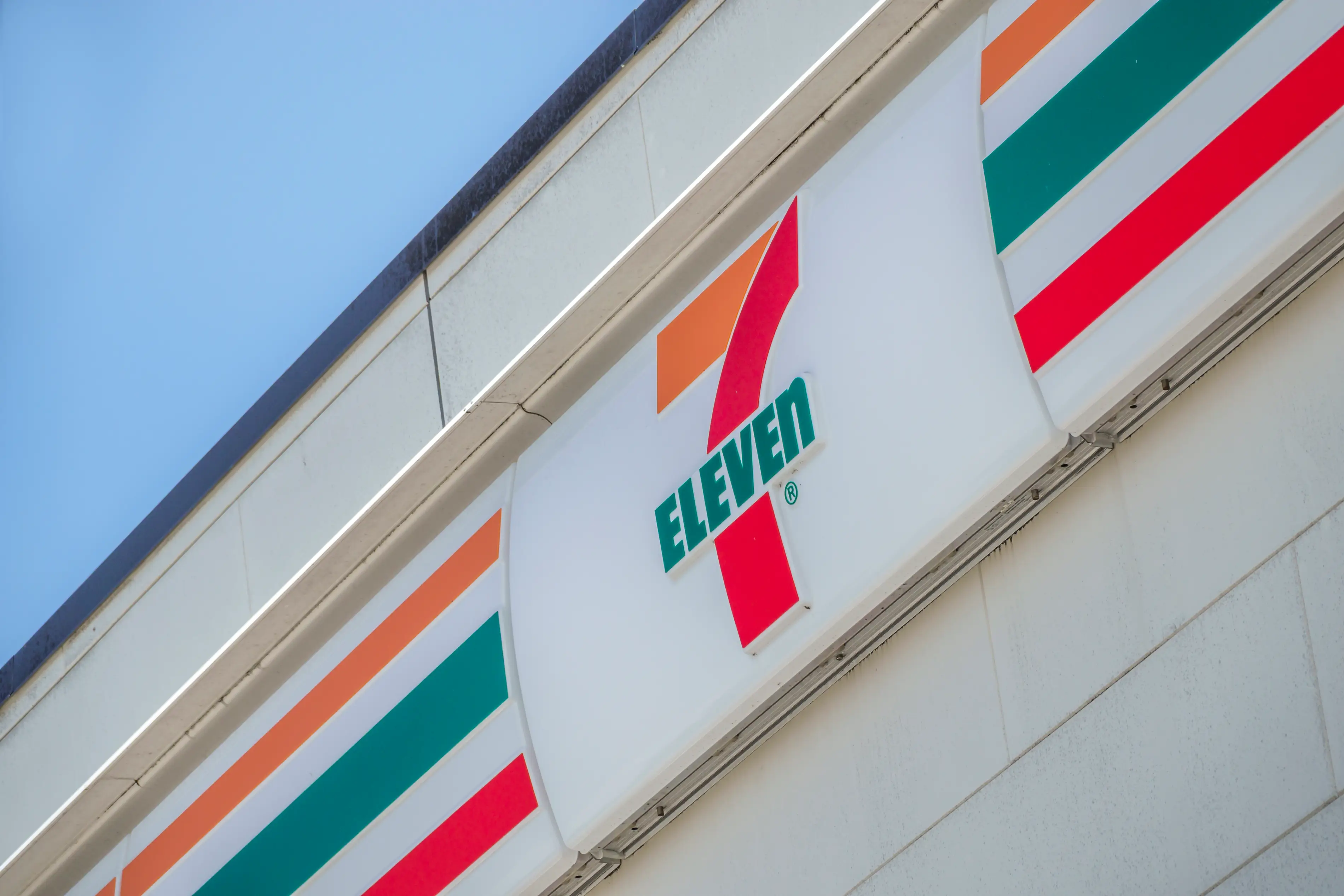 7-Eleven convenience store chain, close-up exterior sign logo.